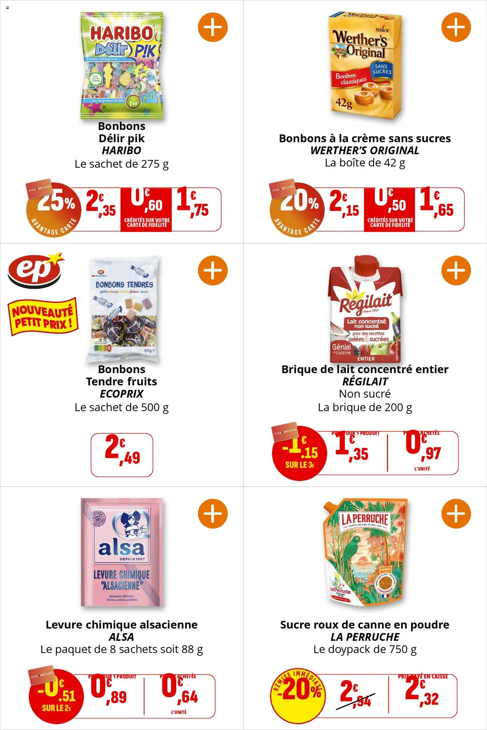 {H1} | Page: 18 | Produits: Sucre, Lait concentré, Levure, Bonbons