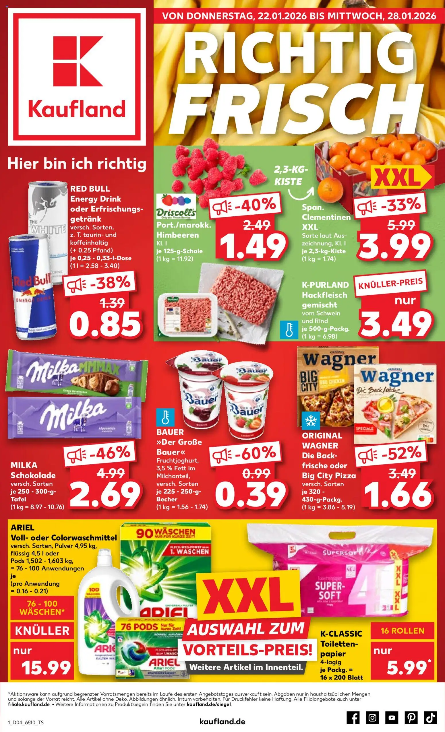 Kaufland prospekt Köln	 – gültig ab 22.01.2026 | Seite: 1 | Produkte: Himbeeren, Energy, Schokolade, Milka schokolade