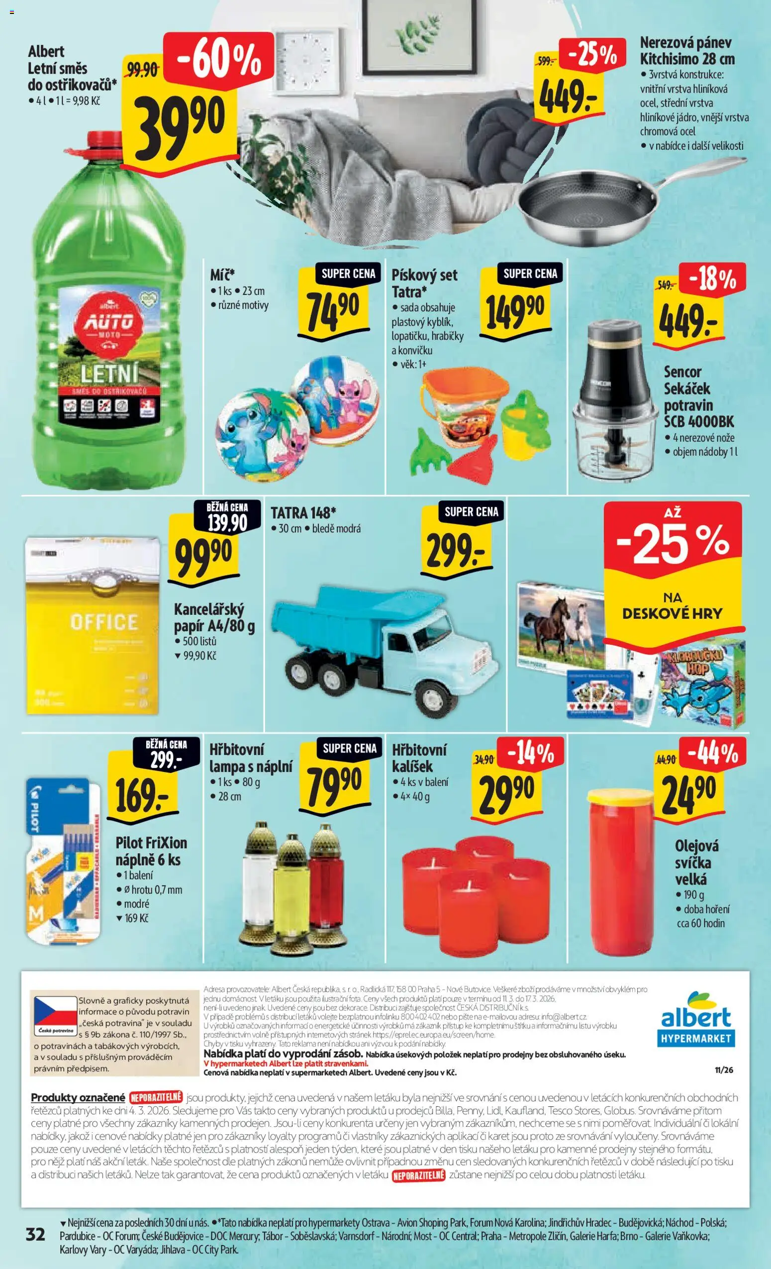 Albert leták - Hypermarket od 11.03.2026 | Strana: 40 | Produkty: Deskové hry, Sekáček potravin, Svíčka, Lampa