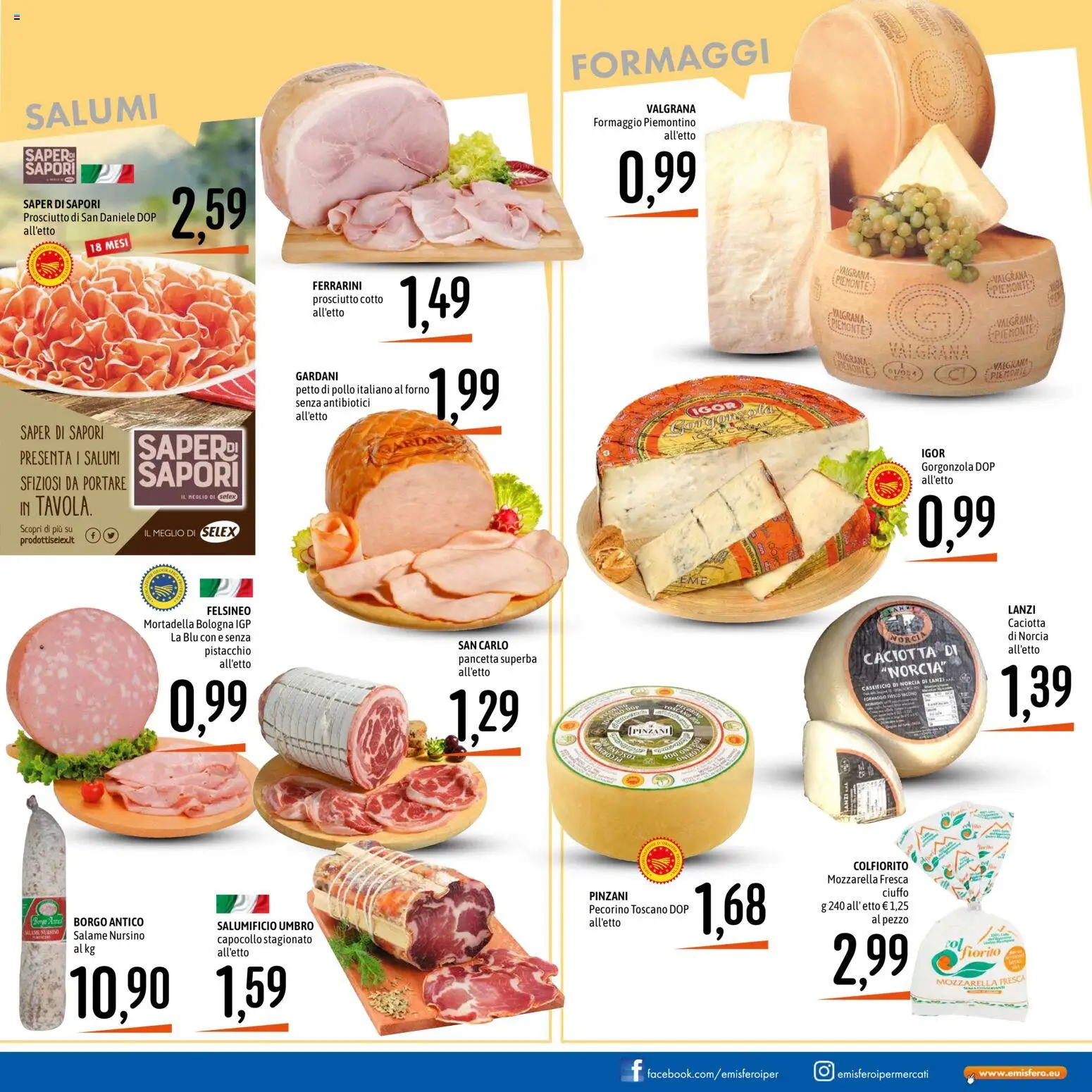 Volantino Emisfero del 09.04.2026 | Pagina: 11 | Prodotti: Pancetta, Prosciutto, Mortadella, Gorgonzola
