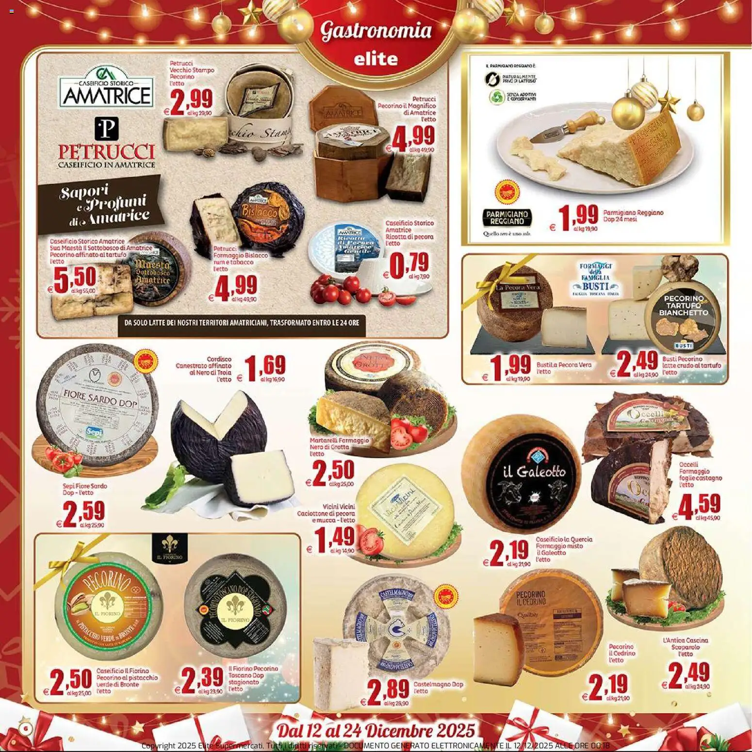 Volantino Elite Supermercati del 12.12.2025 | Pagina: 6 | Prodotti: Tartufo, Latte, Formaggio, Parmigiano reggiano