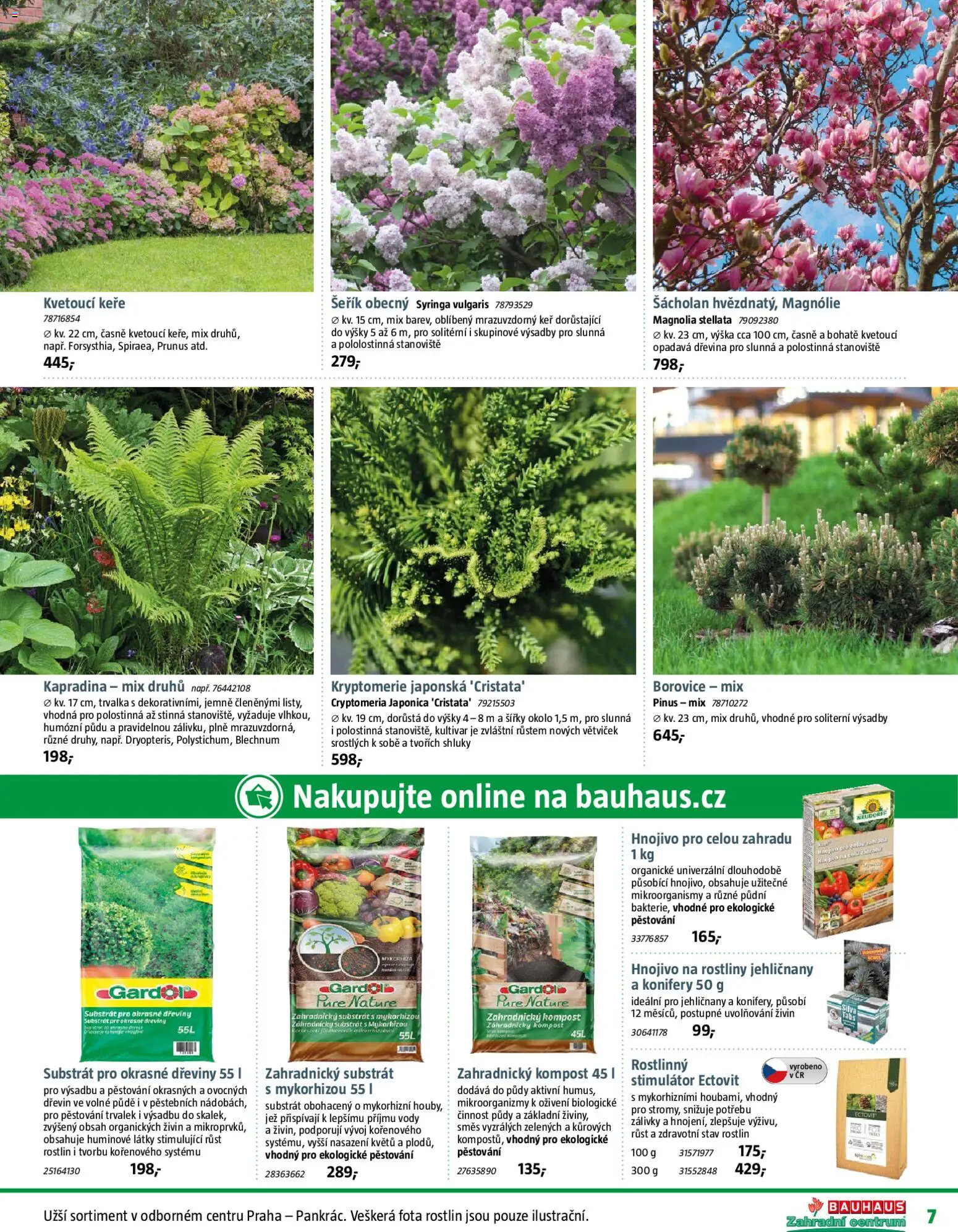 Bauhaus katalog Zahradní centrum od 20.03.2026 | Strana: 7 | Produkty: Substrát, Rostliny, Hnojivo, Zahradnický substrát