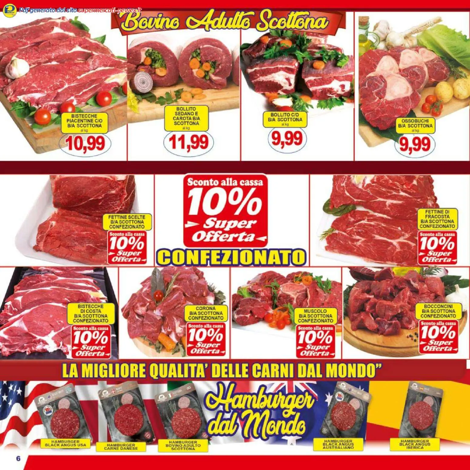 Volantino Pewex del 17.03.2026 | Pagina: 6 | Prodotti: Bovino, Carota, Sedano, Hamburger