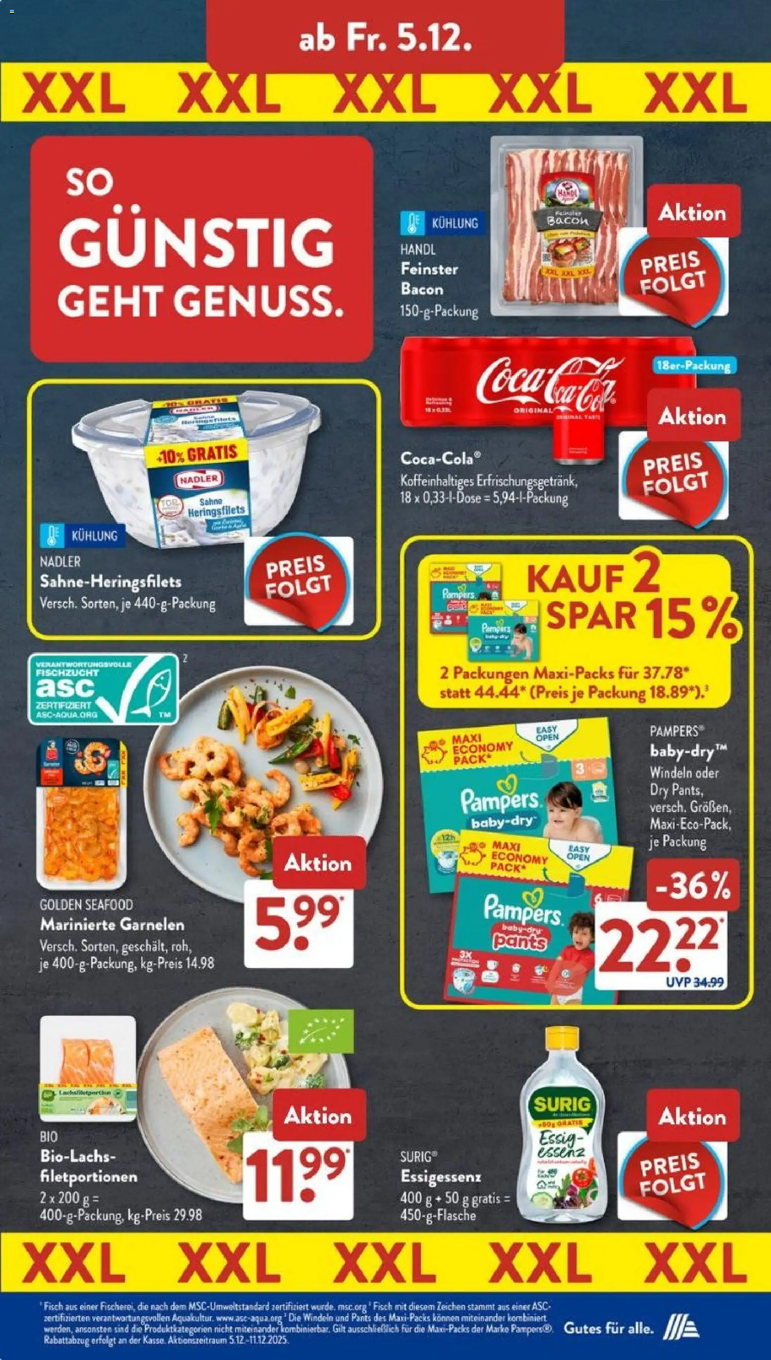 Aldi Süd Prospekt 	 – gültig ab 01.12.2025 | Seite: 20 | Produkte: Essig, Pampers, Fisch, Sahne