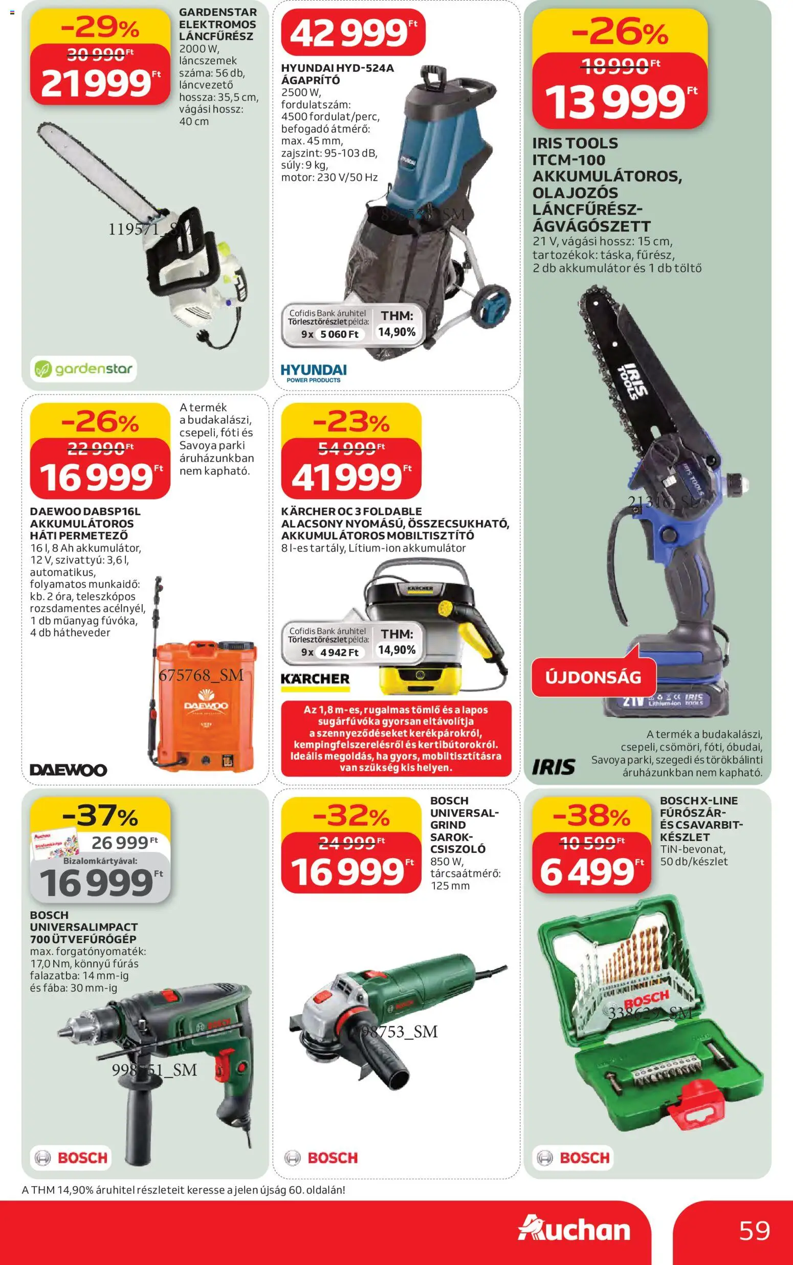 Auchan akciós ujság - amely érvényes a következő dátumtól: 12.02.2026 | Oldal: 59 | Termékek: Permetező, Tömlő, Ágaprító, Szivattyú