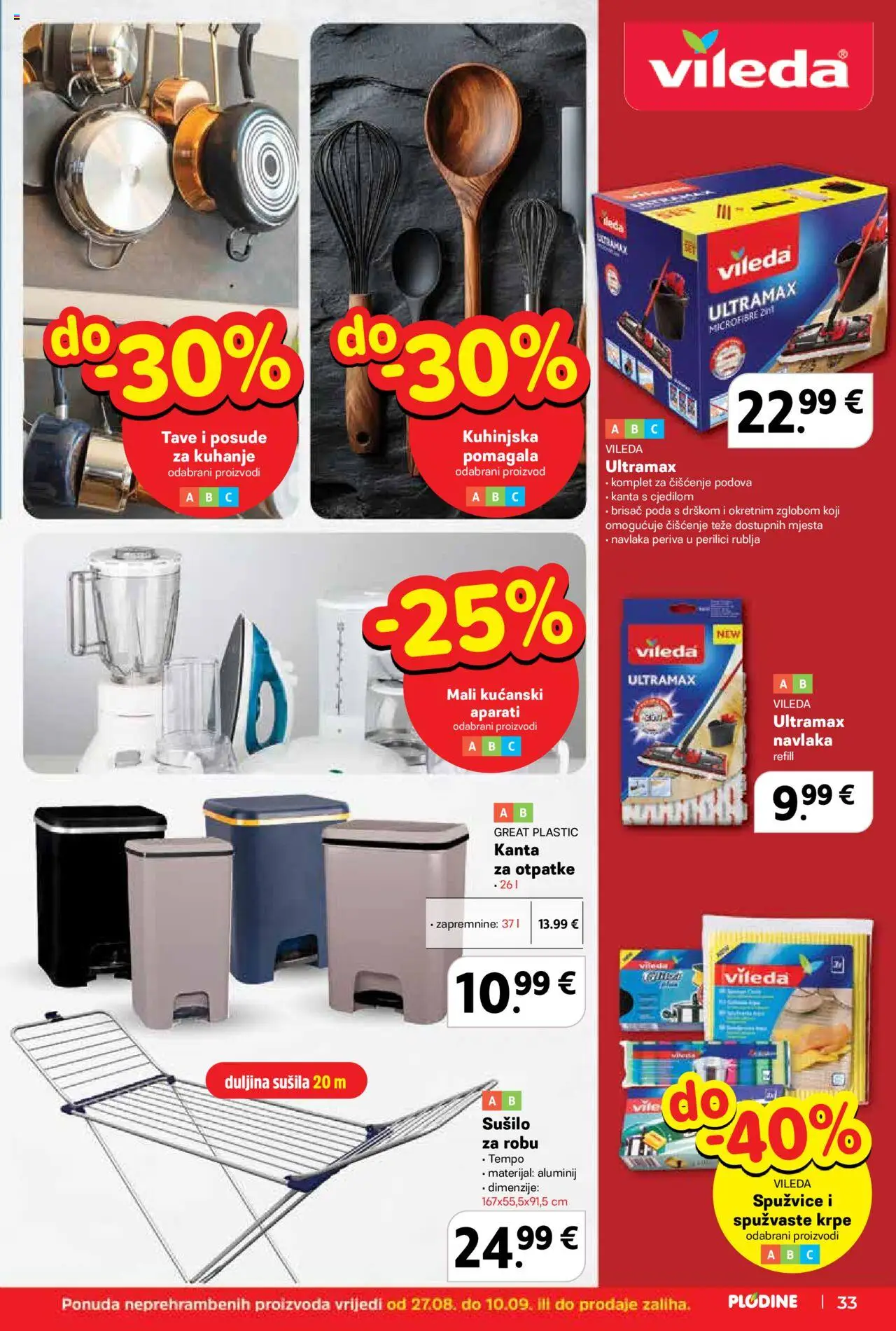 Plodine katalog | vrijedi od 27.08.2025 | Stranica: 33 | Proizvodi: Kanta s cjedilom, Vileda