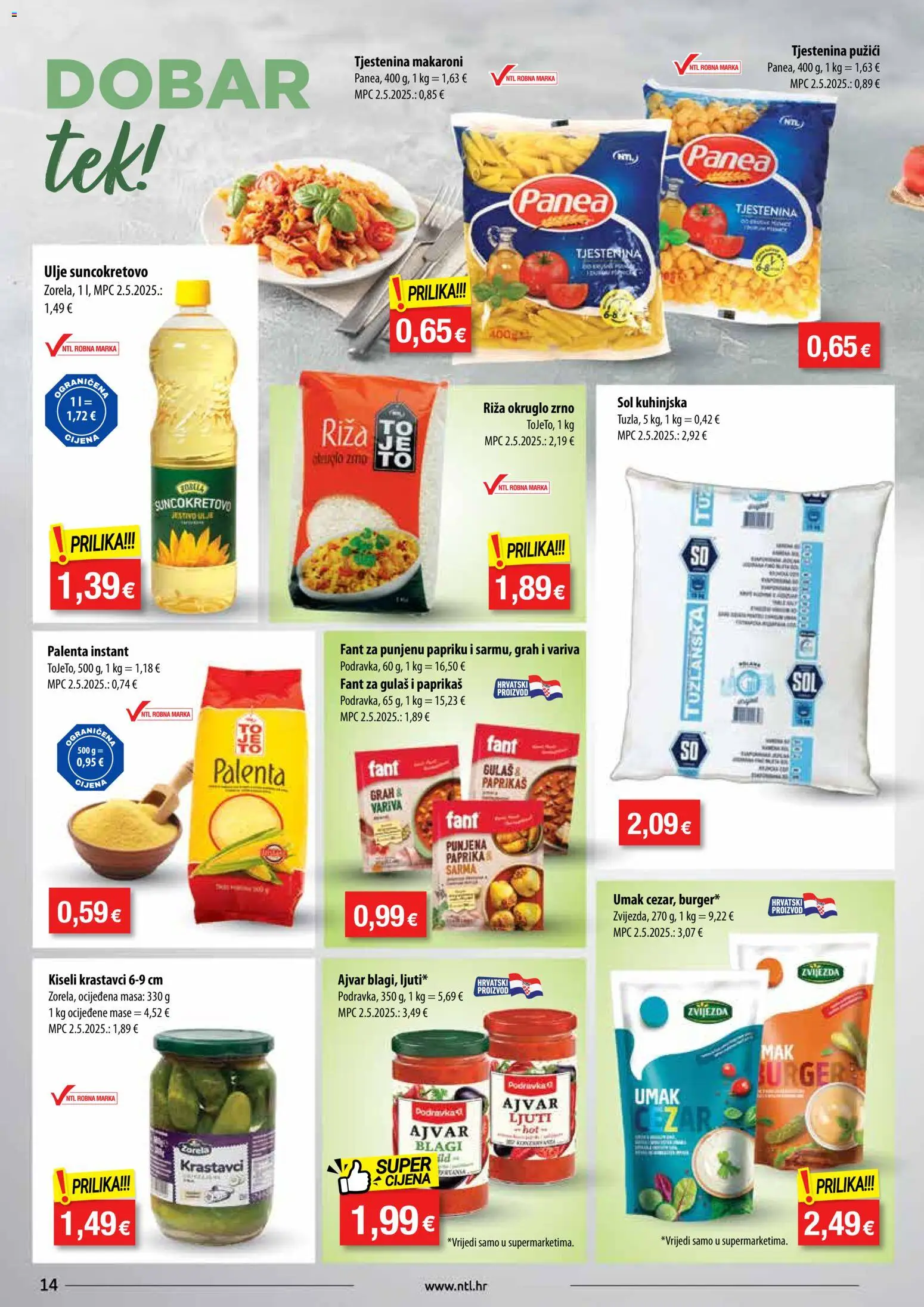 NTL katalog | vrijedi od 22.10.2025 | Stranica: 14 | Proizvodi: Ulje, Riža, Ajvar, Tjestenina