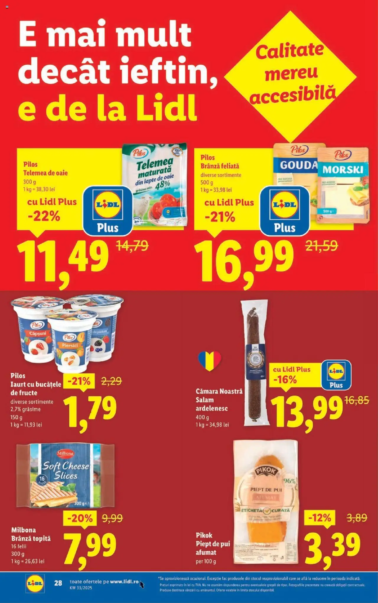 Catalog Lidl – valabil de la 11.08.2025 | Pagină: 28 | Produse: Iaurt, Căpșuni, Fructe, Gouda