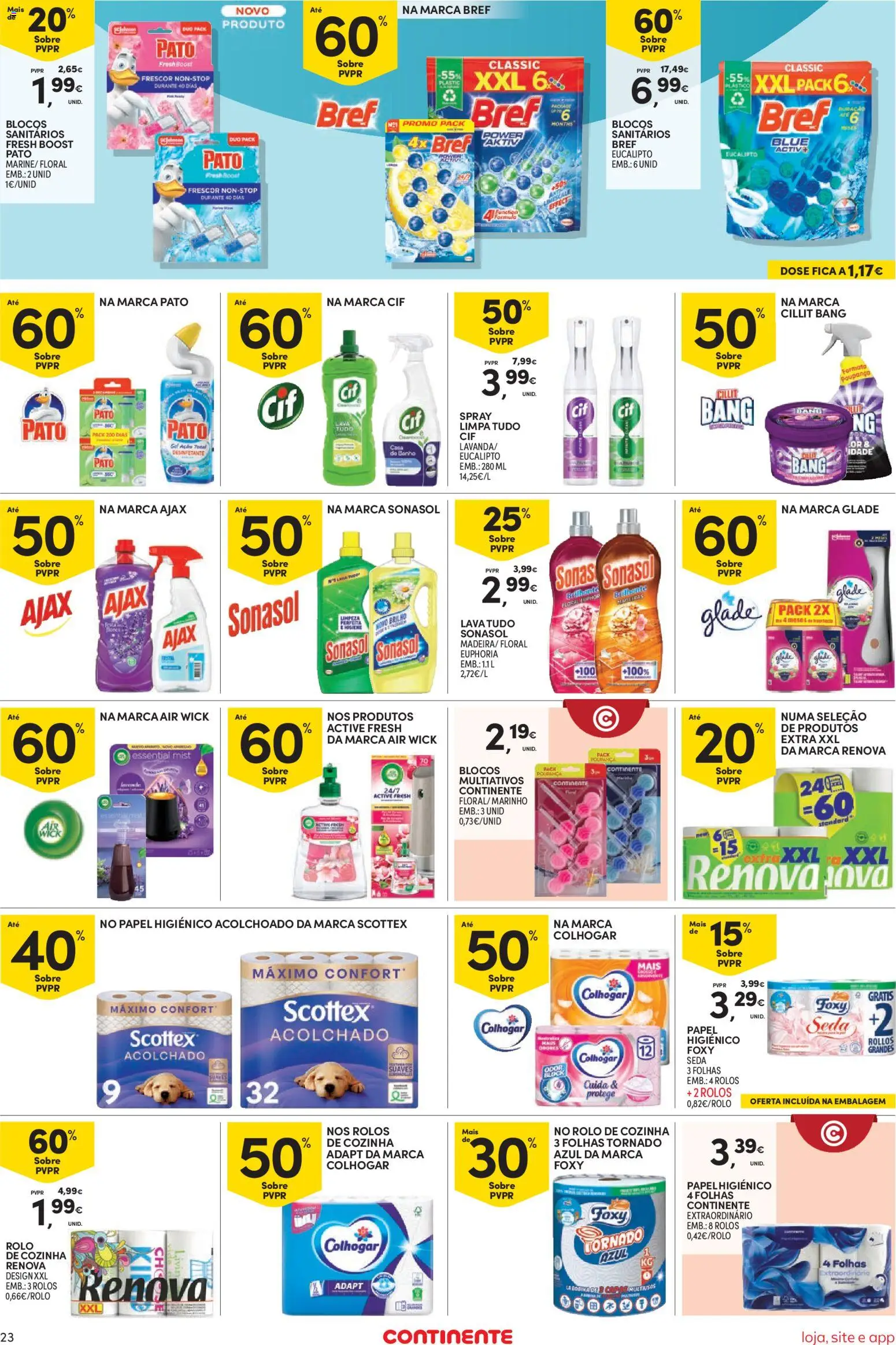 Continente Semanal Continente Bom Dia │ válido de 14.04.2026 | Página: 23 | Produtos: Papel higiénico, Casa de banho, Banho