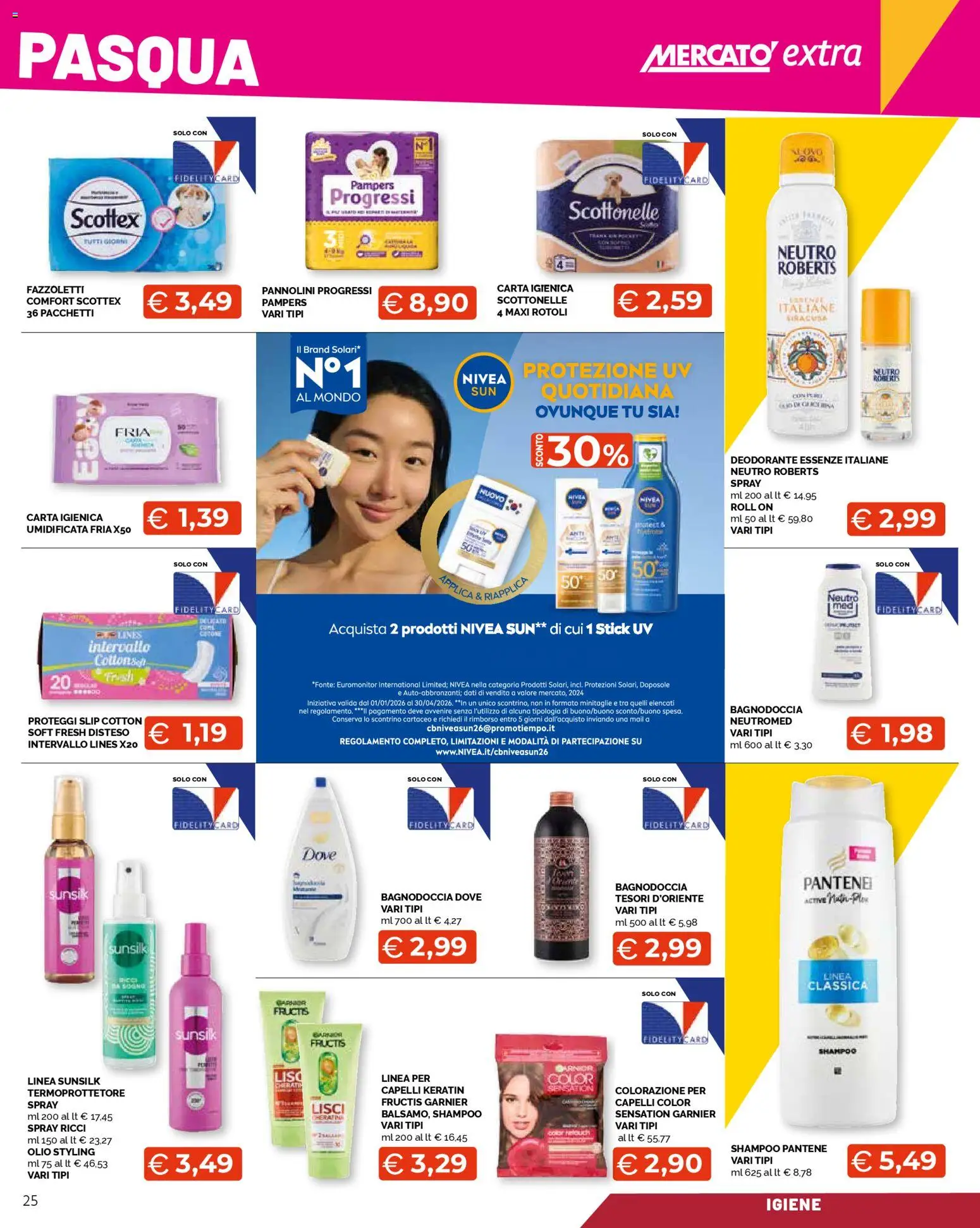 Volantino Mercatò del 23.03.2026 | Pagina: 25 | Prodotti: Pannolini, Carta igienica, Slip, Pampers