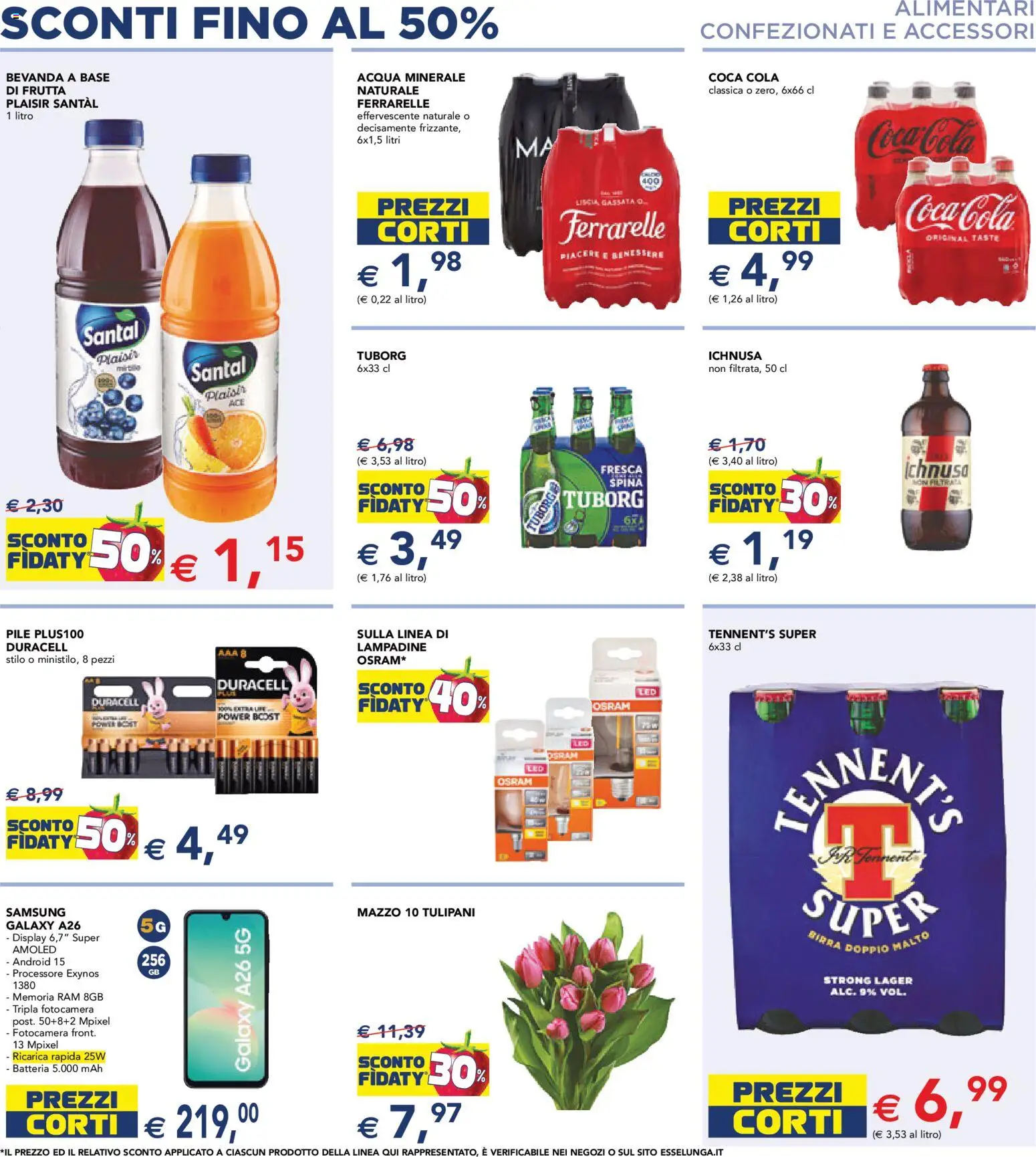 Volantino Esselunga S del 15.01.2026 | Pagina: 8 | Prodotti: Tennent's, Birra, Acqua, Fotocamera