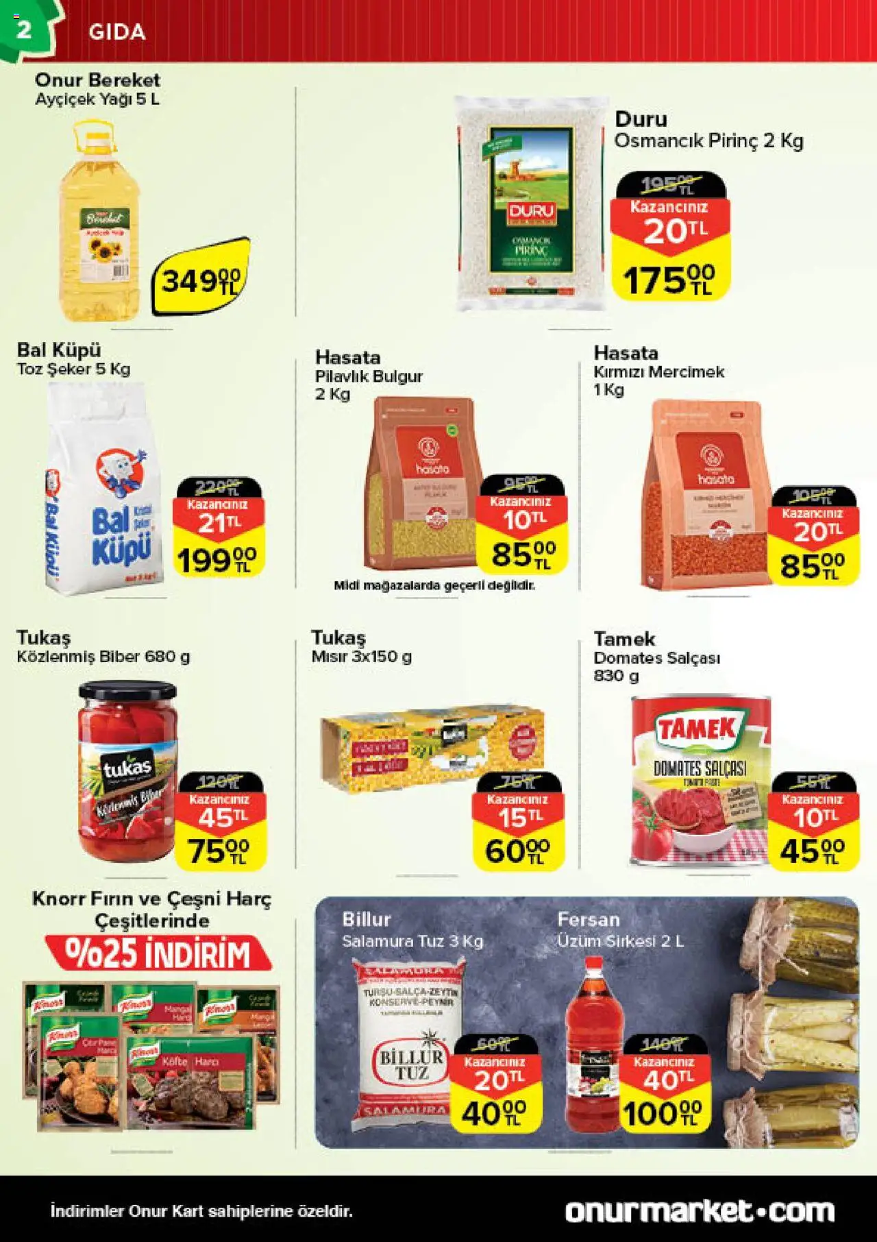 Onur Market Katalog - 05.08.2025 tarihinden itibaren geçerlidir | Sayfa: 2 | Ürünler: Ravioli, Pirinç, Toz şeker, Mısır