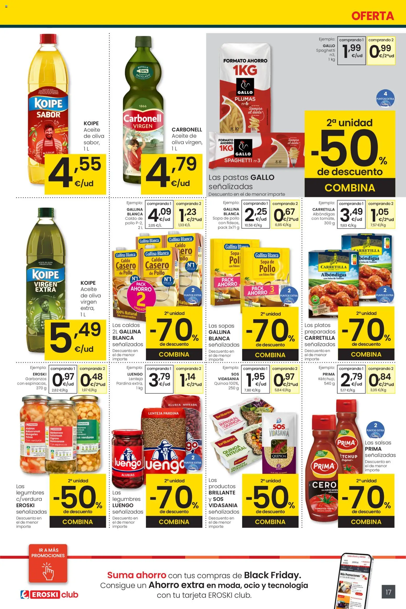 Eroski folleto │ válido desde el 13.11.2025 | Página: 17 | Productos: Aceite, Tomates, Fideos, Κλειδαριά της πόρτας