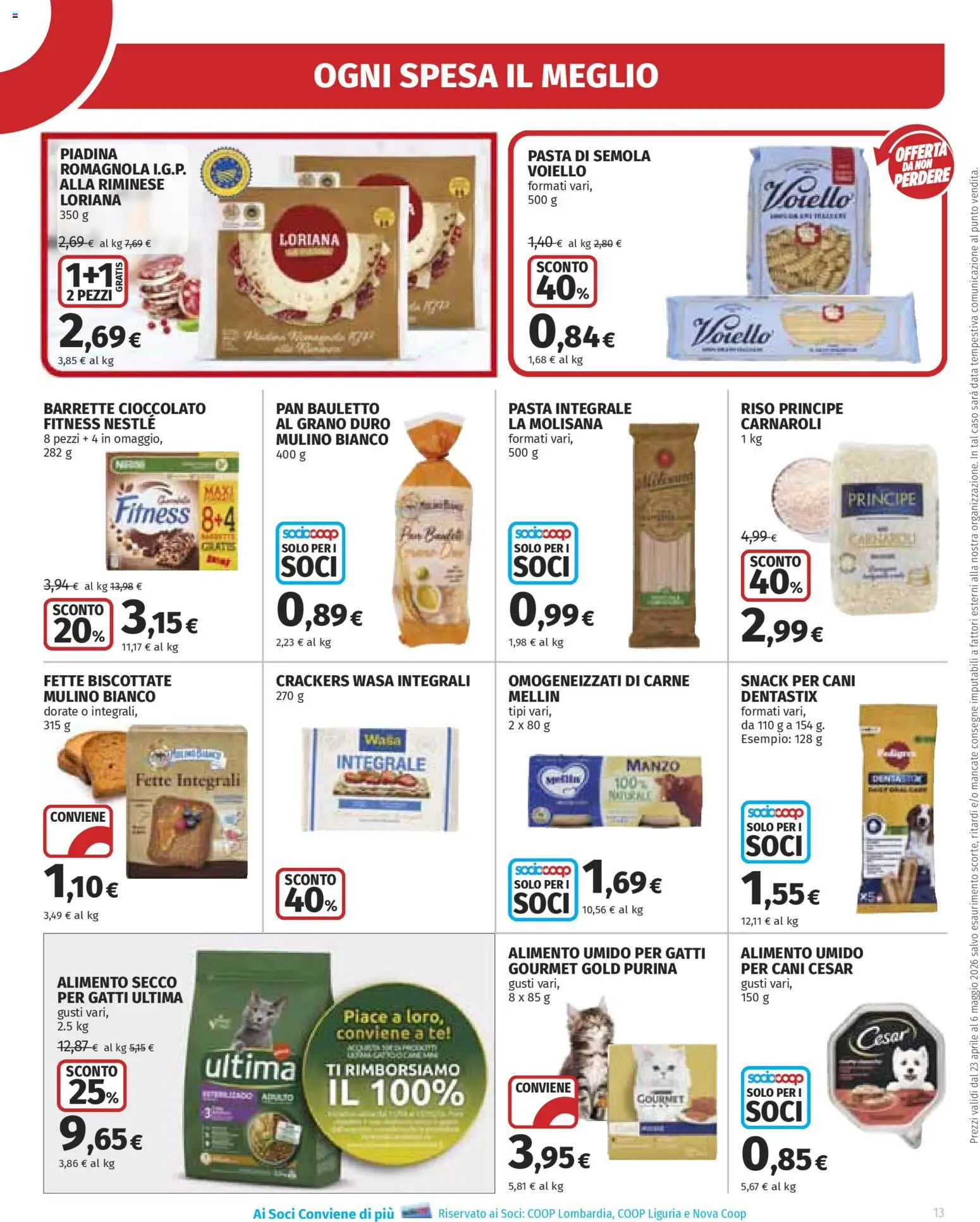 Volantino Ipercoop del 23.04.2026 | Pagina: 13 | Prodotti: Cioccolato, Manzo, Crackers, Fette biscottate
