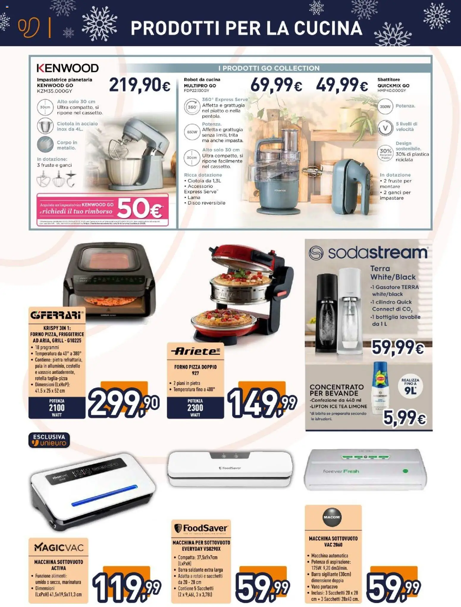 Volantino Unieuro del 06.12.2025 | Pagina: 8 | Prodotti: Impastatrice, Disco, Forno, Terra