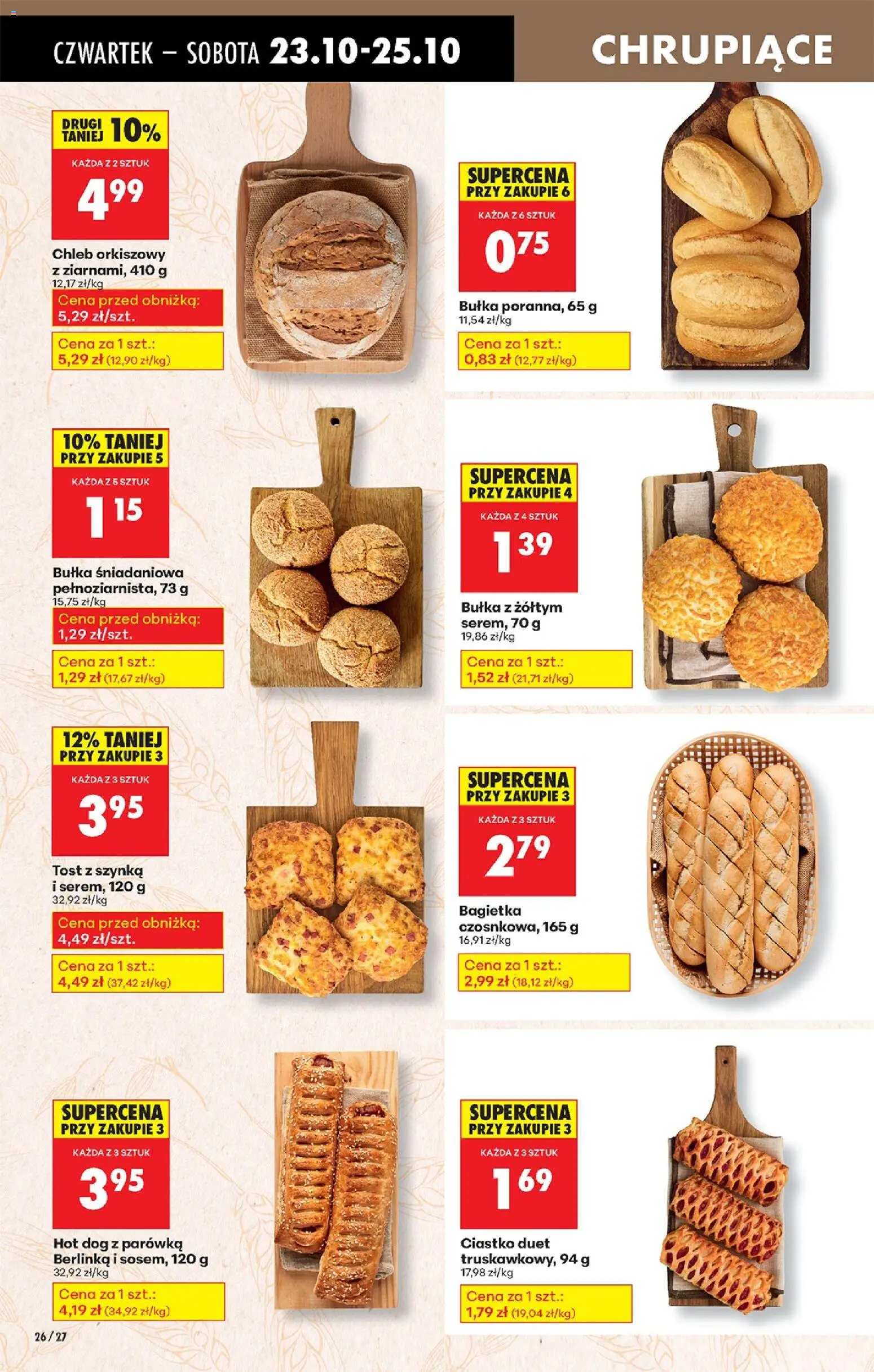 Biedronka gazetka - Oferta w tym tygodniu od 23.10.2025 | Strona: 34 | Produkty: Hot dog z parówką berlinką i sosem, Bagietka czosnkowa, Bagietka, Chleb
