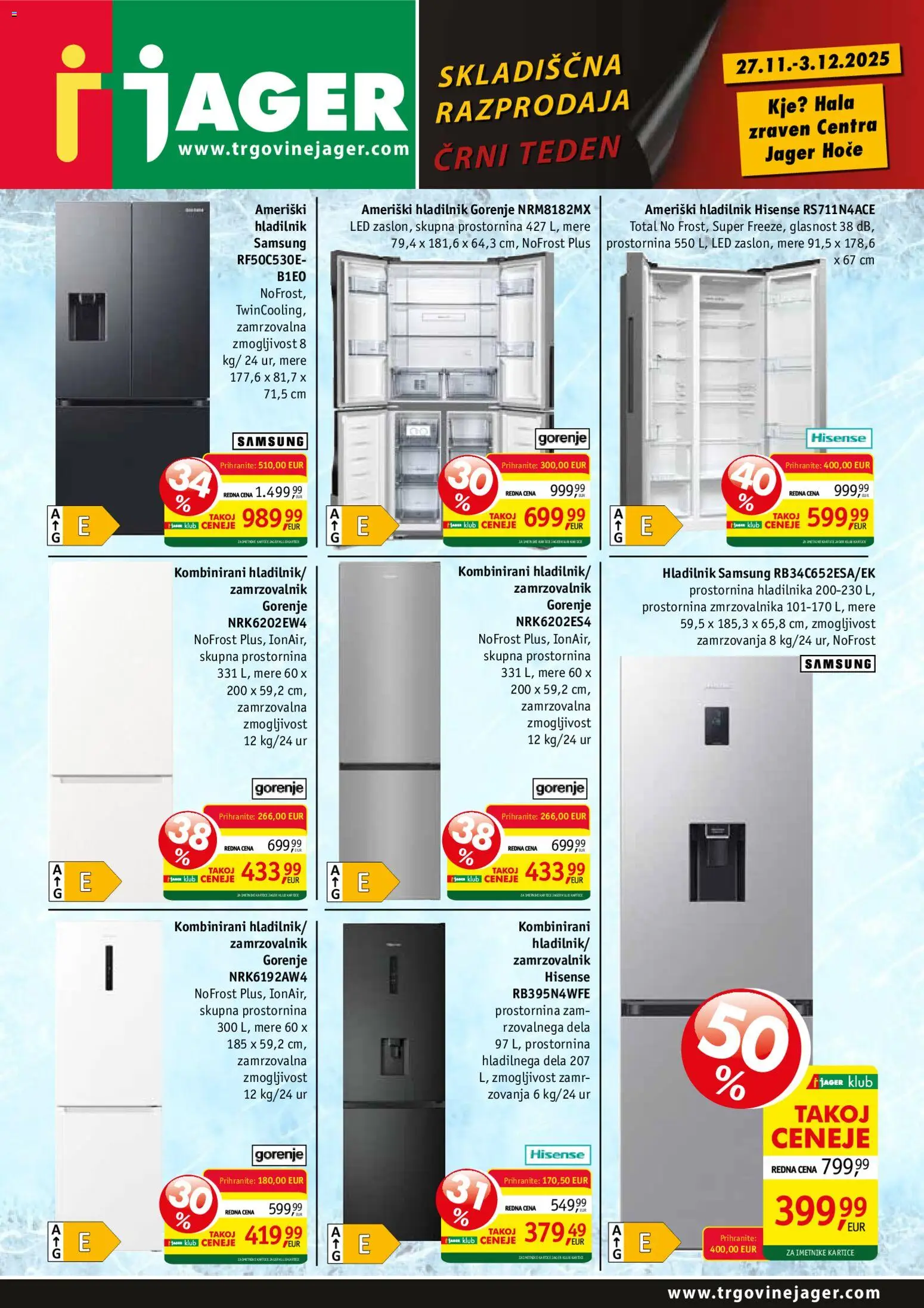 Novi Jager katalog ponudbe – veljaven od 27.11.2025 | Stran: 2 | Izdelki: Hladilnik, Zamrzovalnik