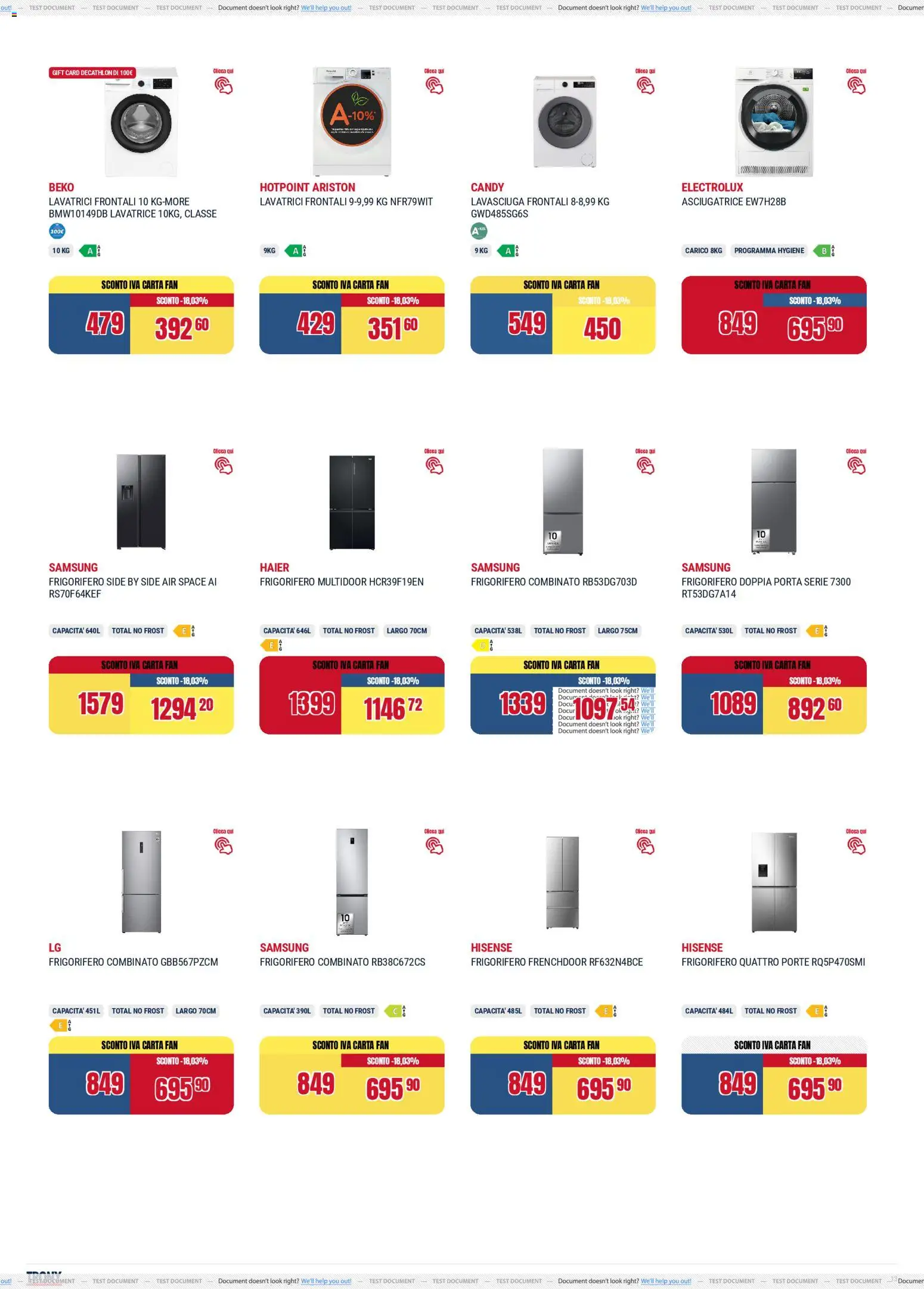 Volantino Trony del 02.04.2026 | Pagina: 13 | Prodotti: Lavasciuga, Lavatrice, Fan, Frigorifero combinato