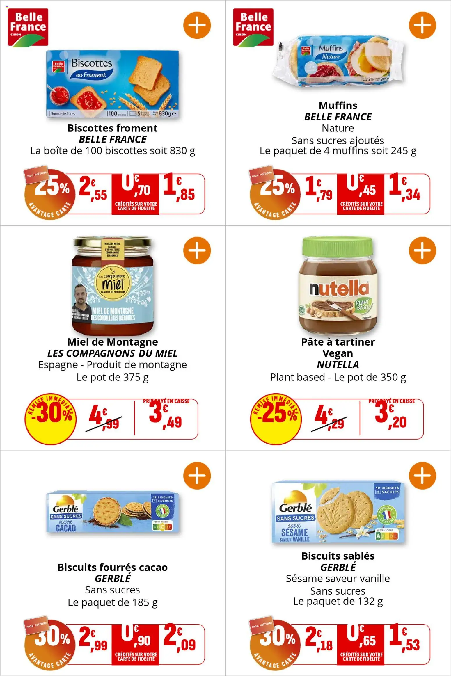 {H1} | Page: 18 | Produits: Muffins, Biscottes, Miel, Biscuits