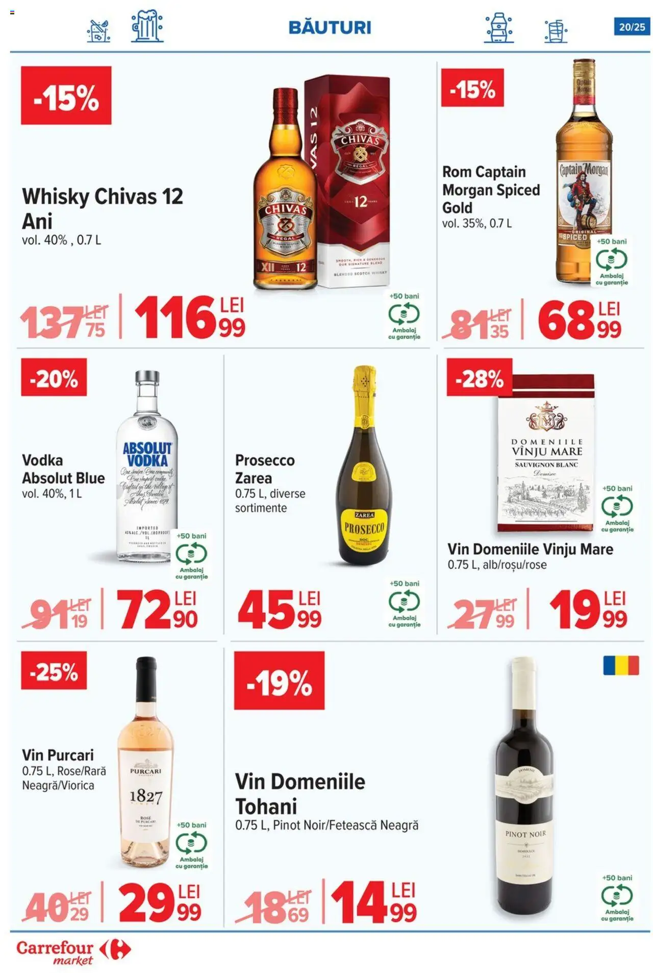 Noul catalog Carrefour – valabil de la 17.09.2025 | Pagină: 20 | Produse: Prosecco, Vin, Rom, Vodka