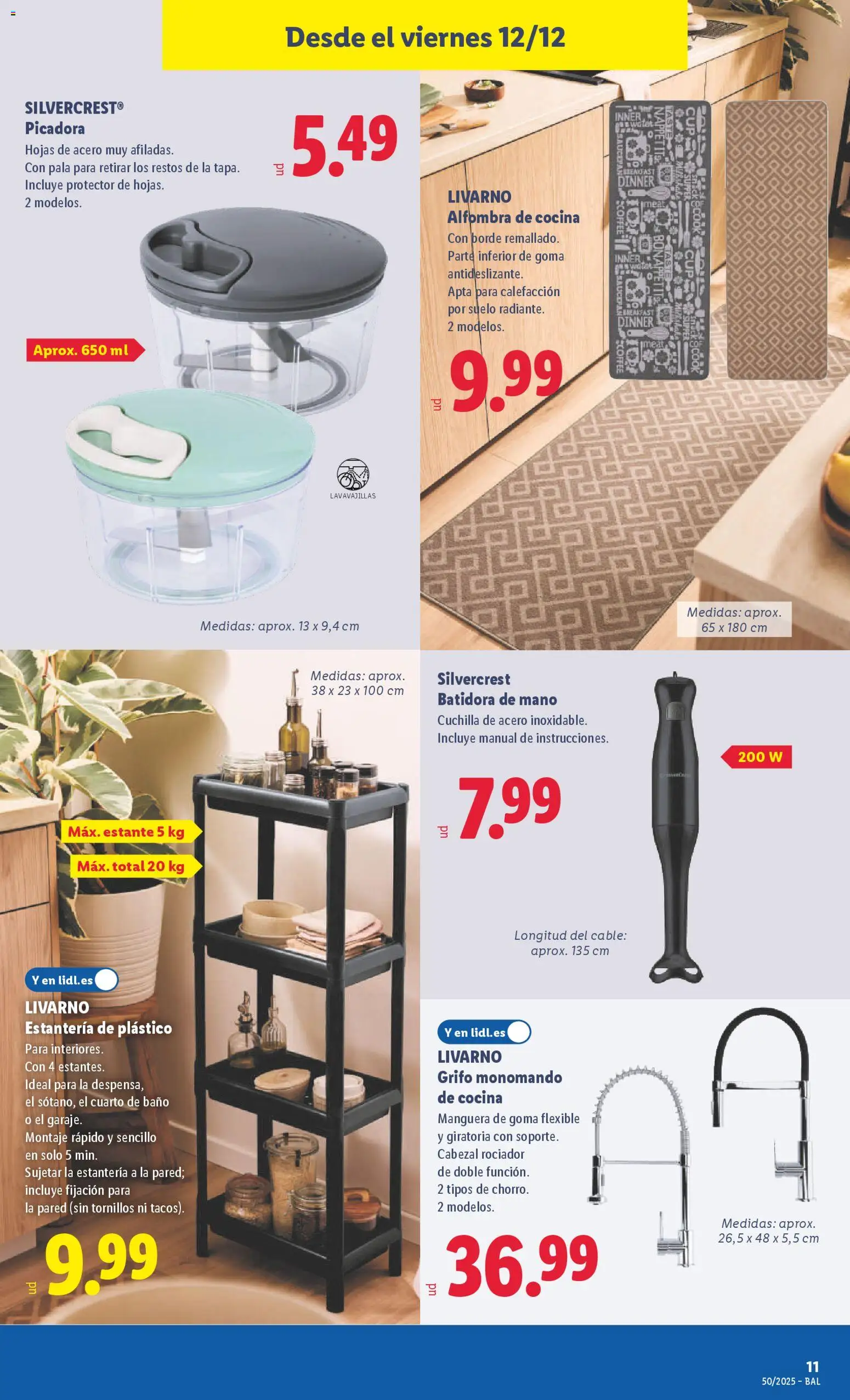 Lidl folleto de bazar │ válido desde el 08.12.2025 | Página: 25 | Productos: Cable, Cocina, Estante, Alfombra