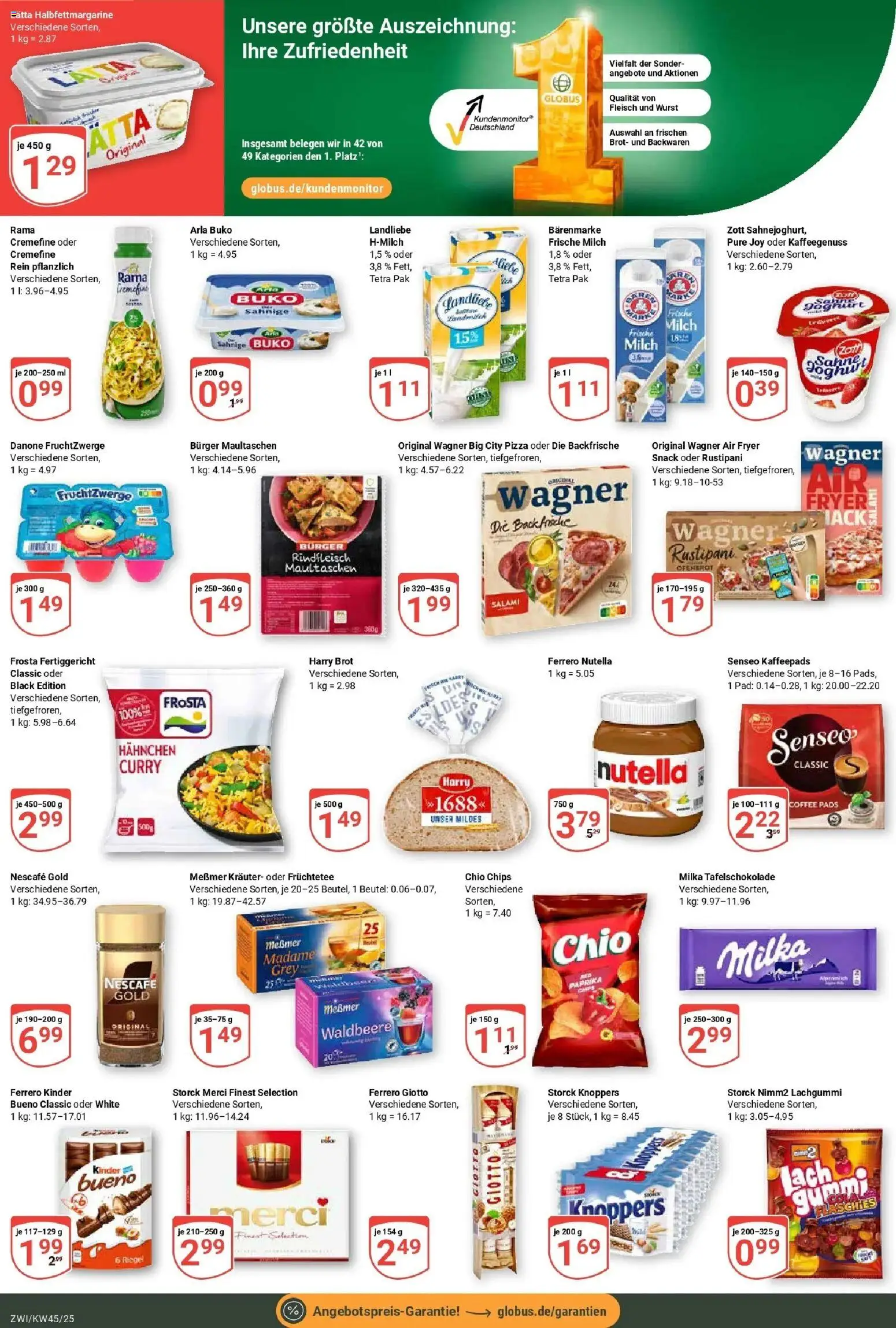Globus prospekt Zwickau	 – gültig ab 02.11.2025 | Seite: 2 | Produkte: Merci, Nescafe, Nutella, Fleisch