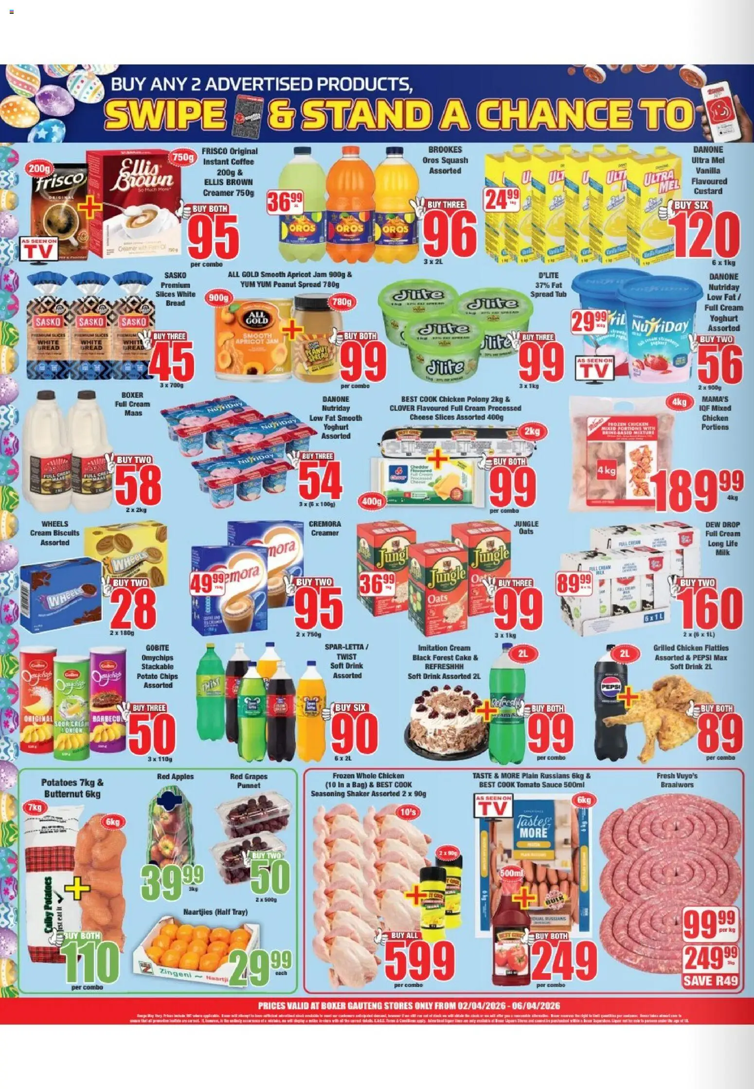 New Boxer catalogue – valid from 02.04.2026 | Page: 2 | Products: Custard, Milk, Creamer, Vegetables