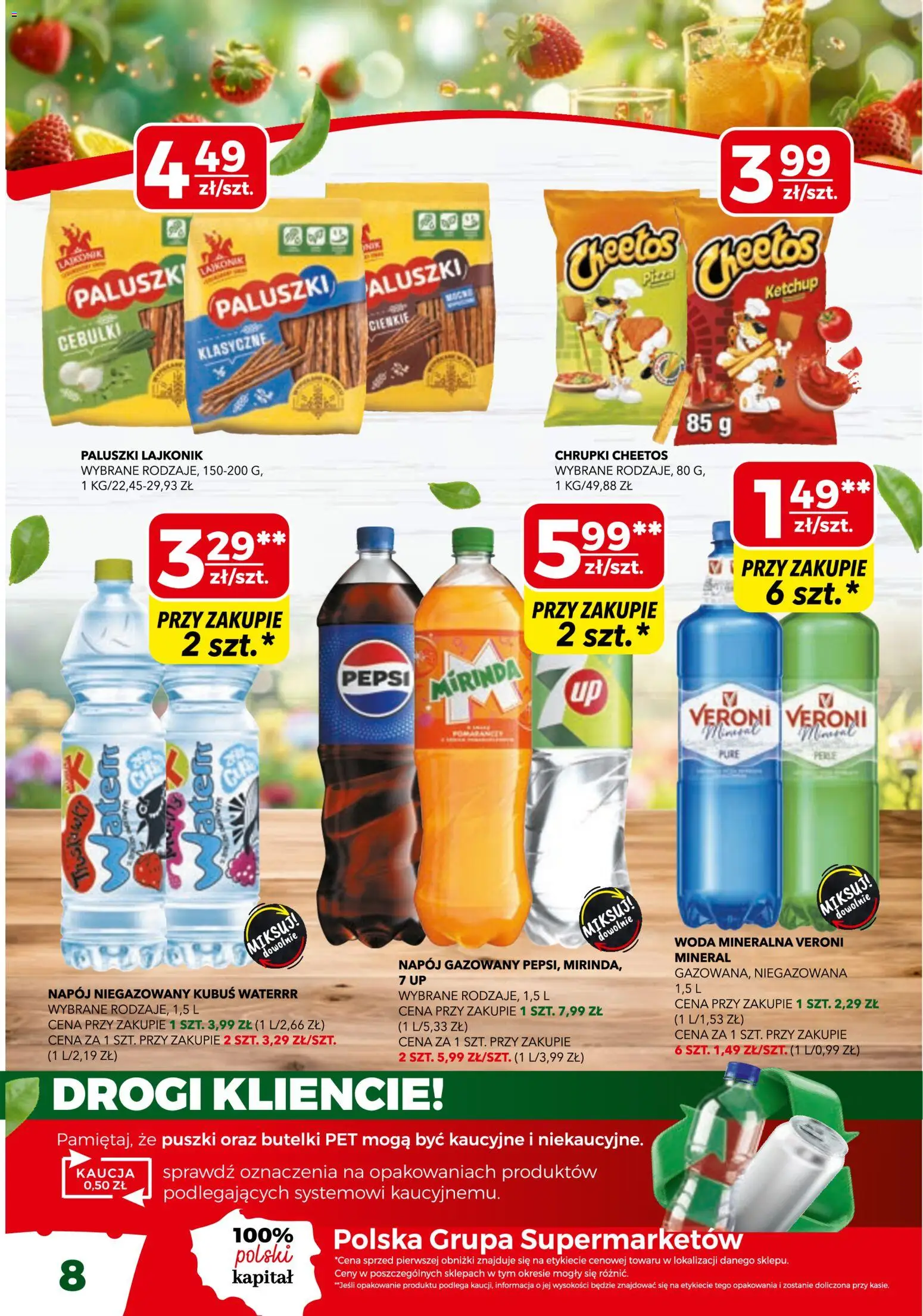 Top Market gazetka od 19.03.2026 | Strona: 8 | Produkty: Ketchup, Pepsi, Paluszki, Woda
