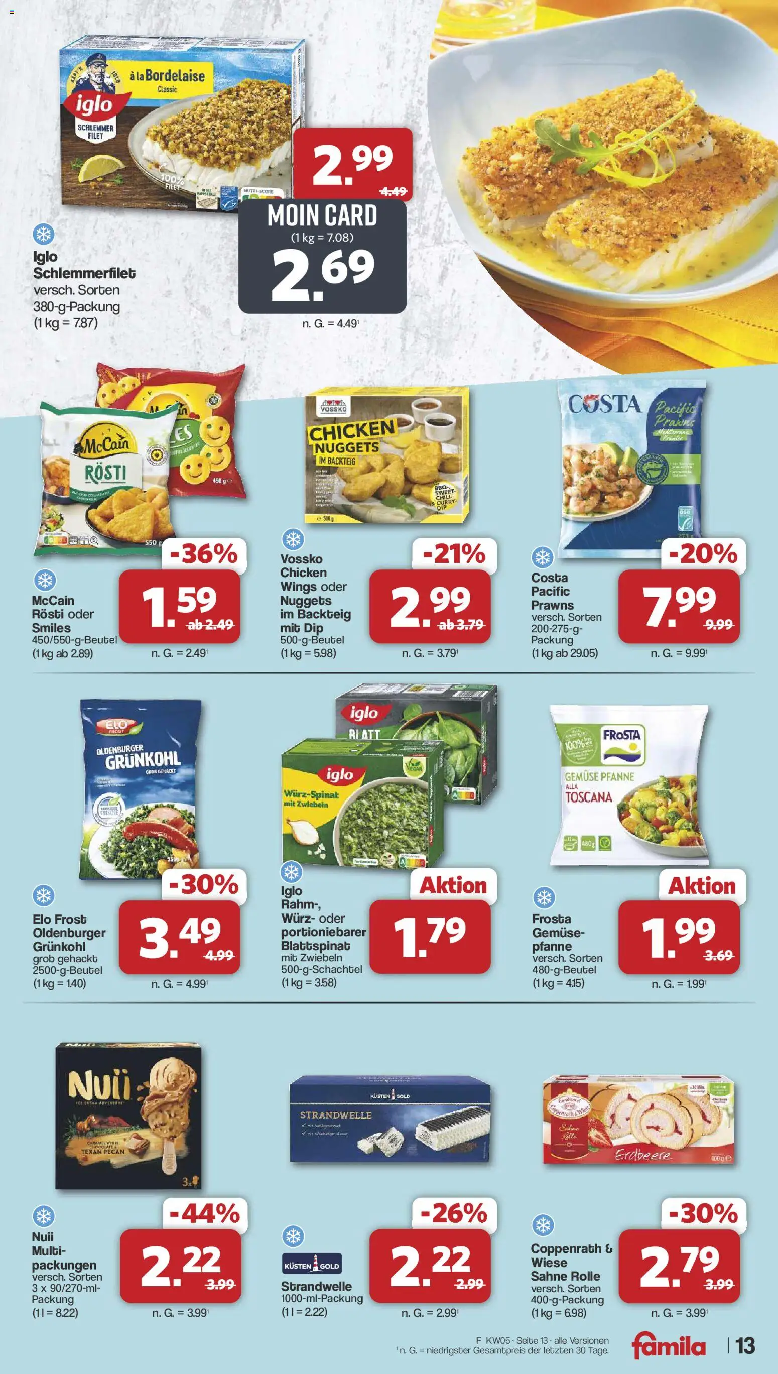 Famila Nordwest Prospekt 	 – gültig ab 26.01.2026 | Seite: 13 | Produkte: Iglo, Zwiebeln, Gemüse, Sahne