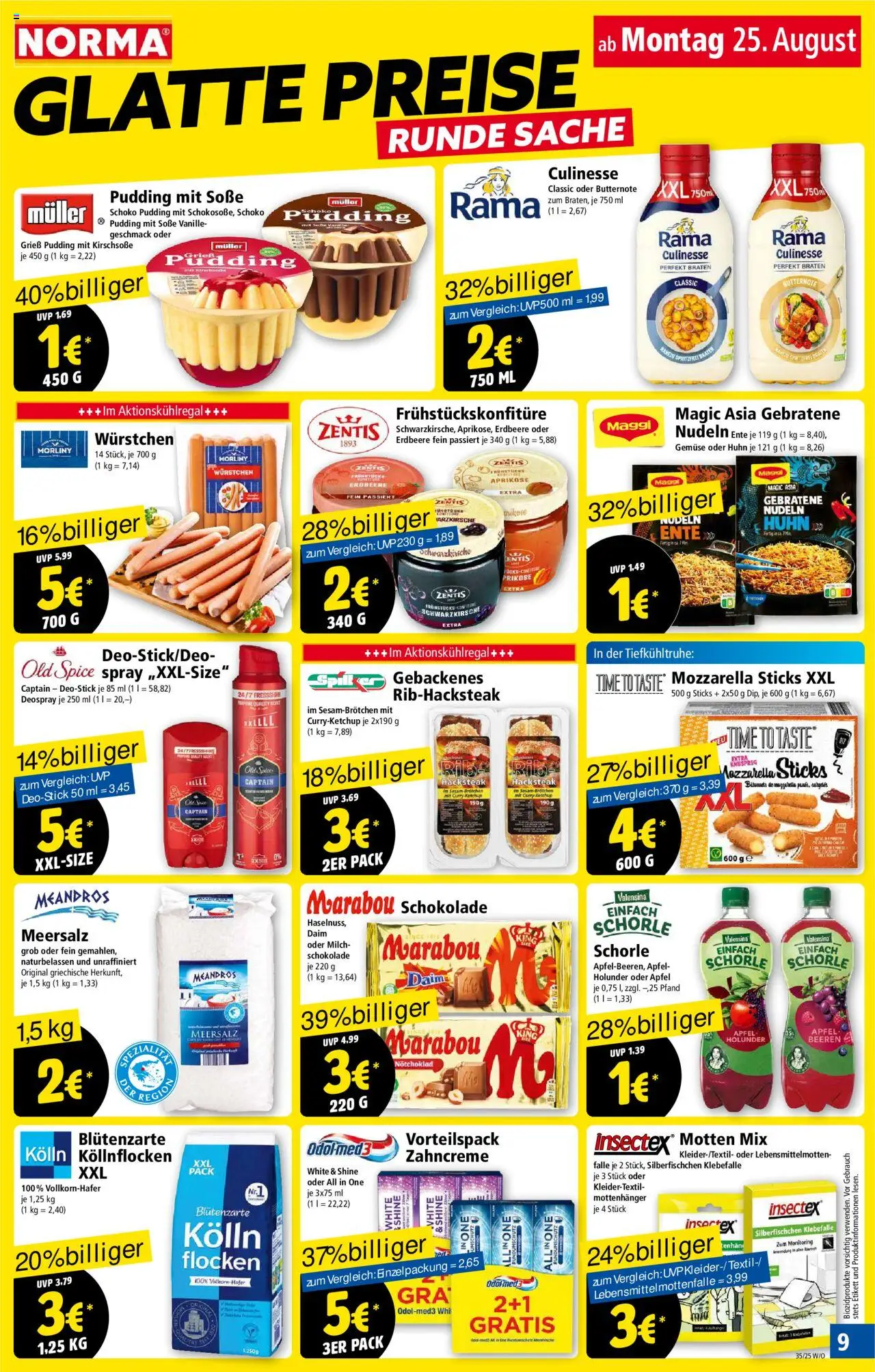 Norma Prospekt 	 - gültig ab dem 25.08.2025 | Seite: 9 | Produkte: Rama, Milch, Gemüse, Deospray