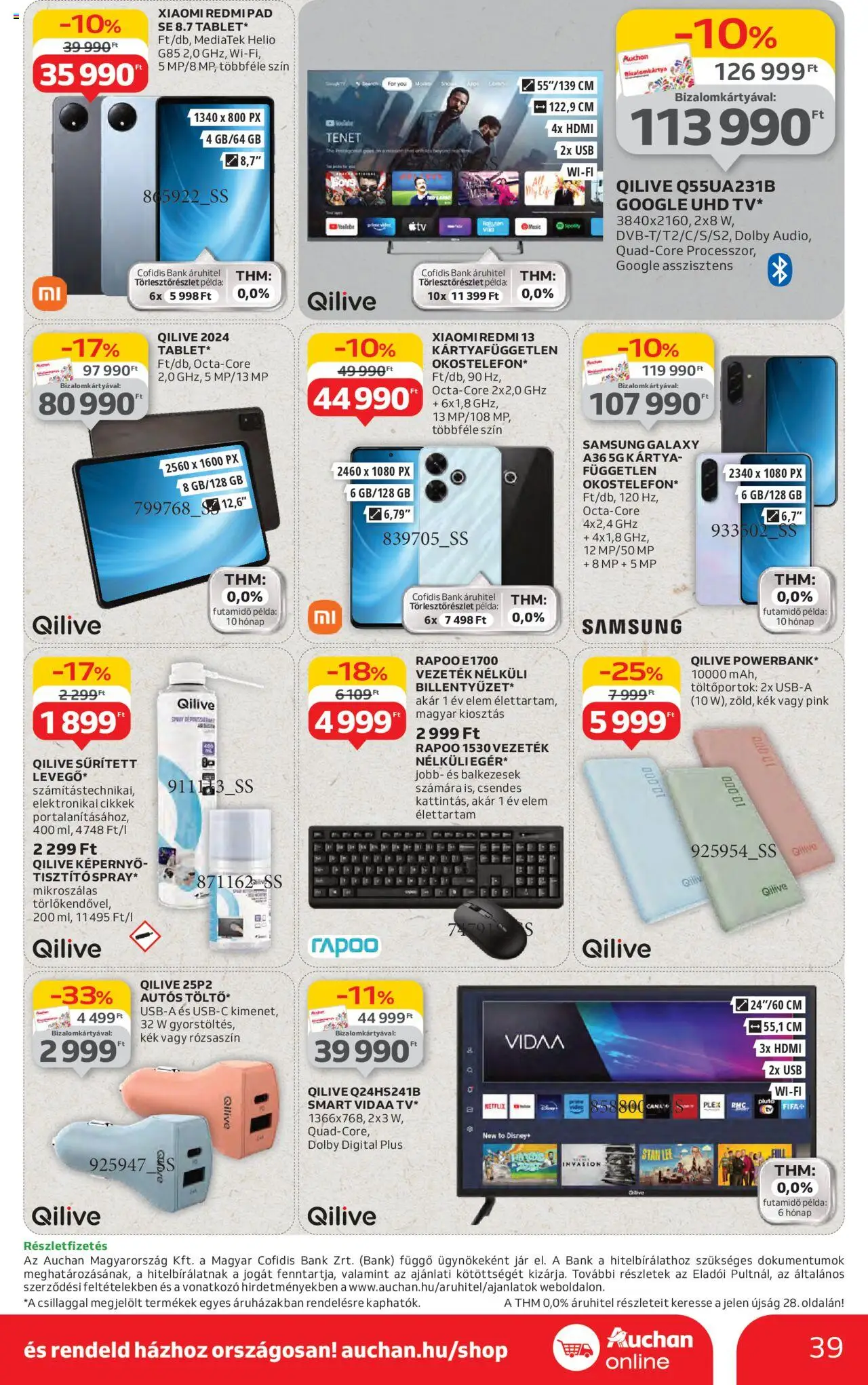 Auchan akciós ujság - amely érvényes a következő dátumtól: 19.06.2025 | Oldal: 39 | Termékek: Tablet, Videó, Power bank, Xiaomi