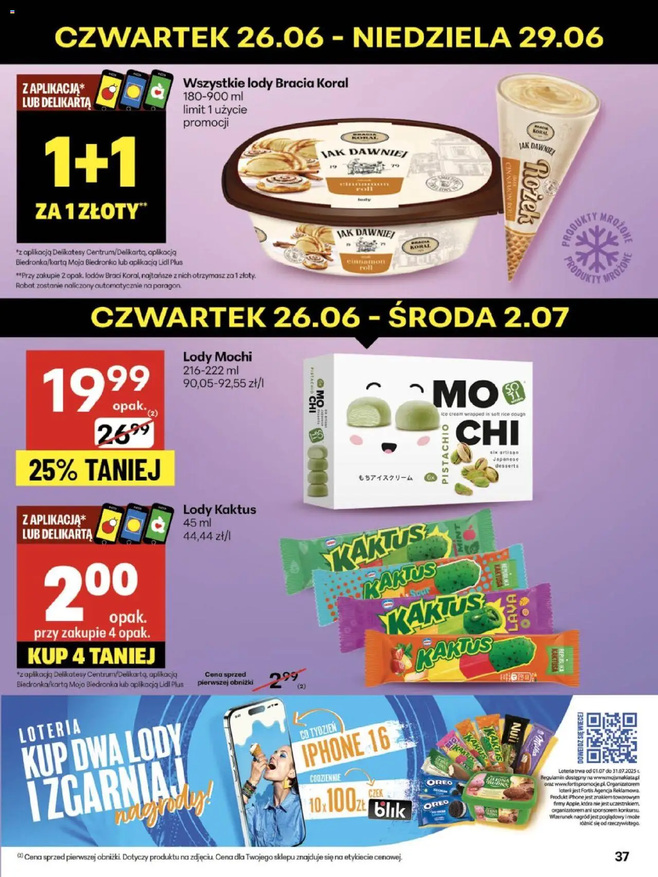 Delikatesy Centrum Gazetka - Sklepy Własne od 26.06.2025 | Strona: 37 | Produkty: Delikatesy, Lody Kaktus, Lody