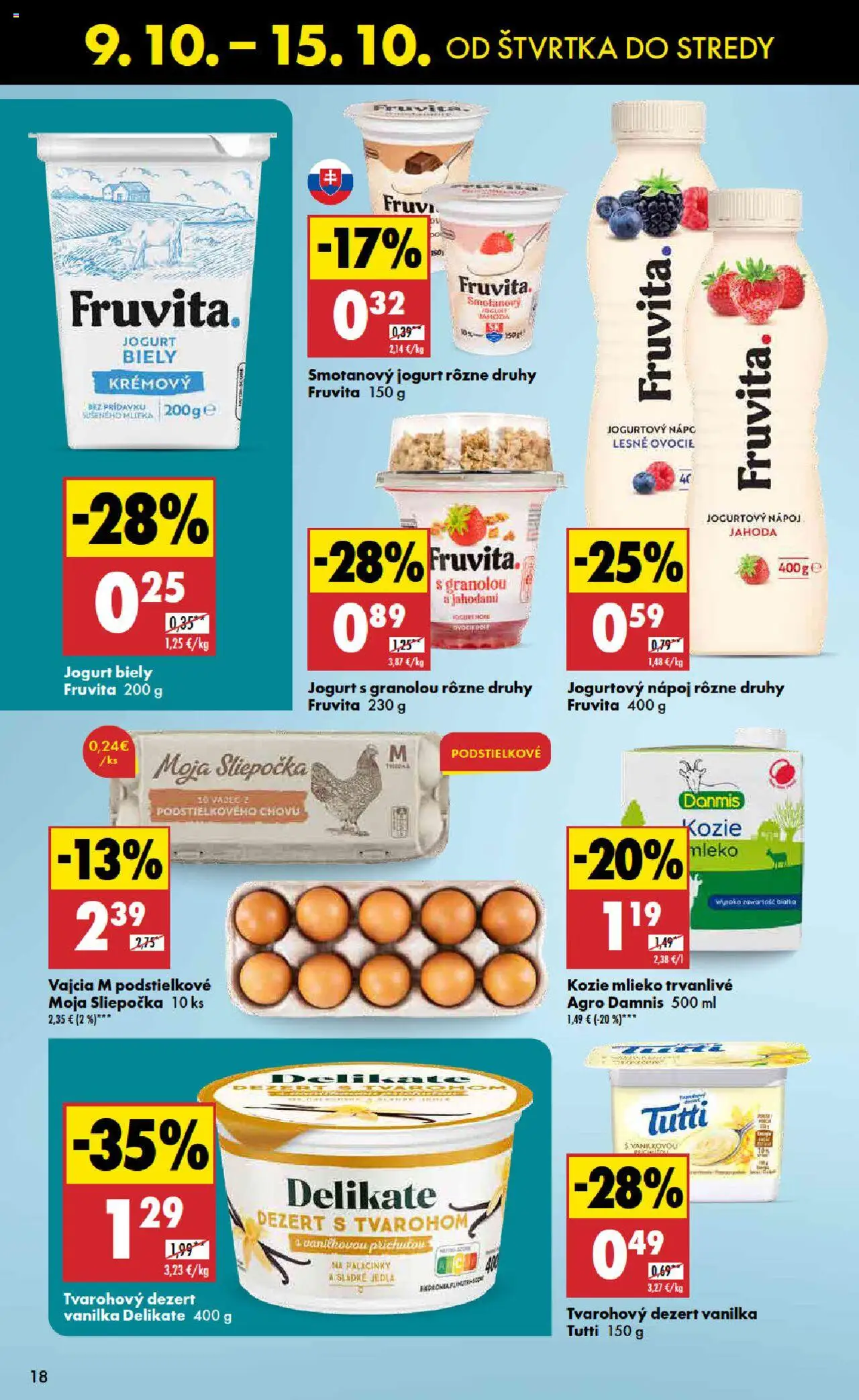 Nové Biedronka akcie – leták je platný od 09.10.2025 | Strana: 18 | Produkty: Mlieko, Jogurt, Vajcia, Ovocie