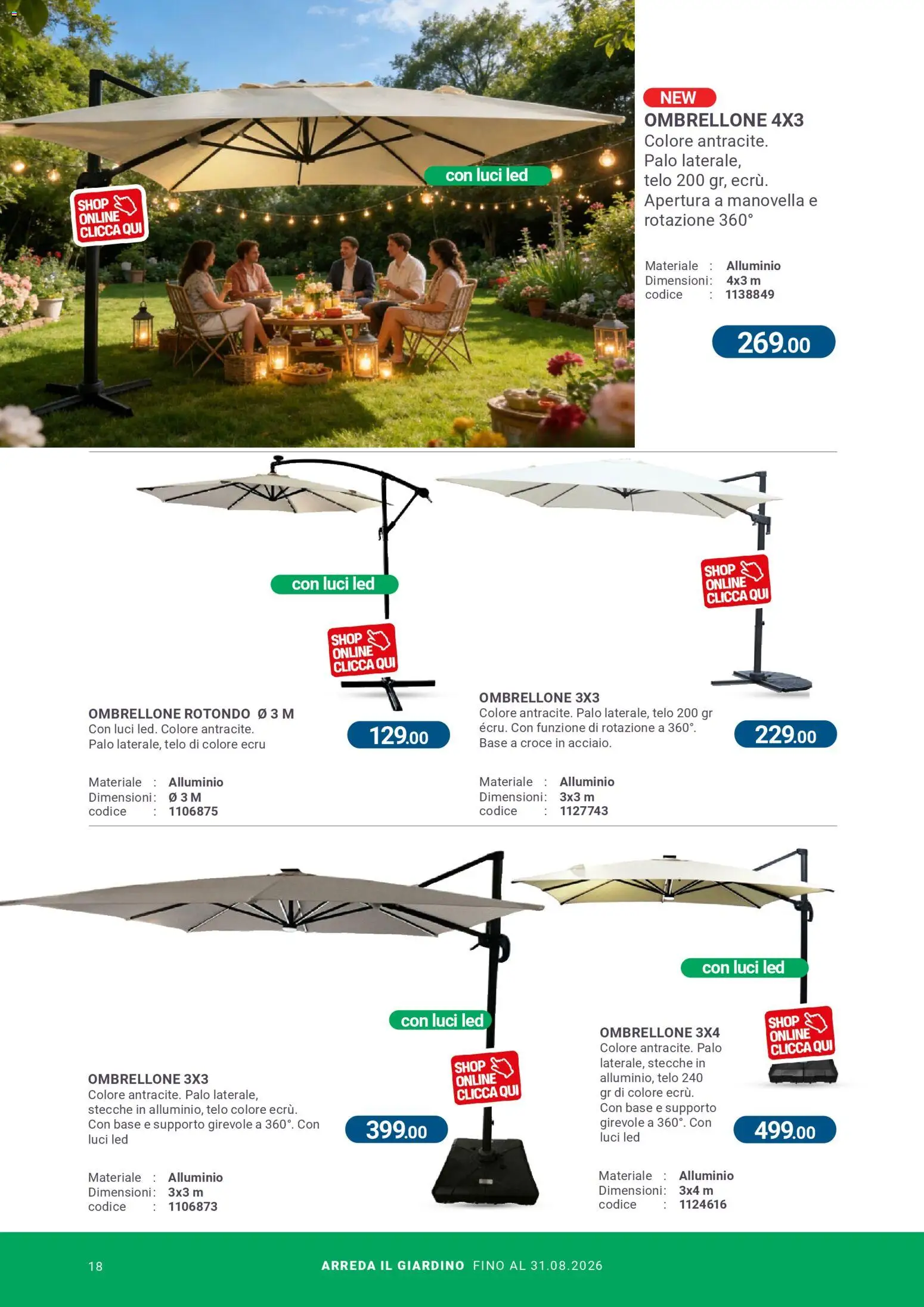 Volantino CFadda del 08.04.2026 | Pagina: 18 | Prodotti: Ombrellone, Alluminio