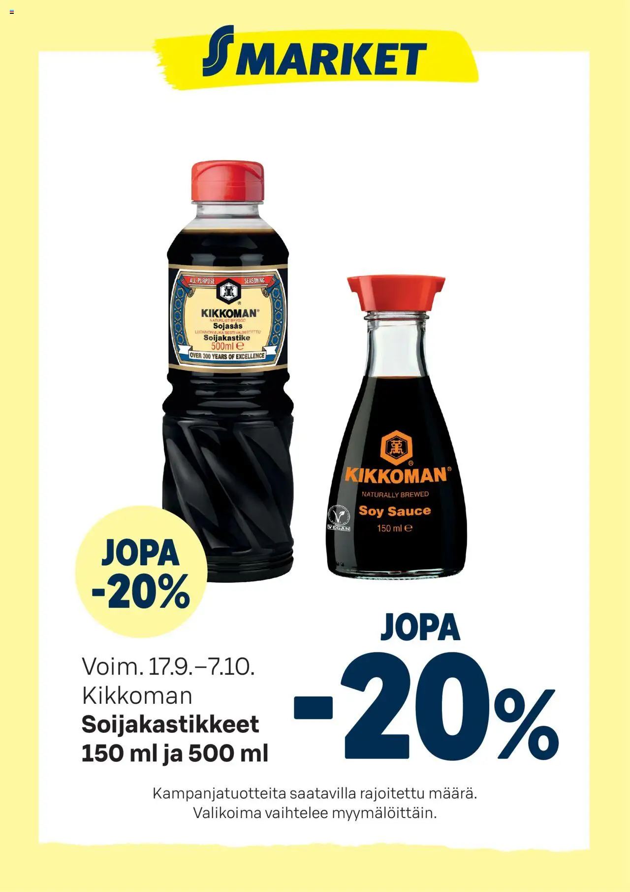 S-market tarjoukset Soijakastikkeet – voimassa 17.09.2025 alkaen | Sivu: 1