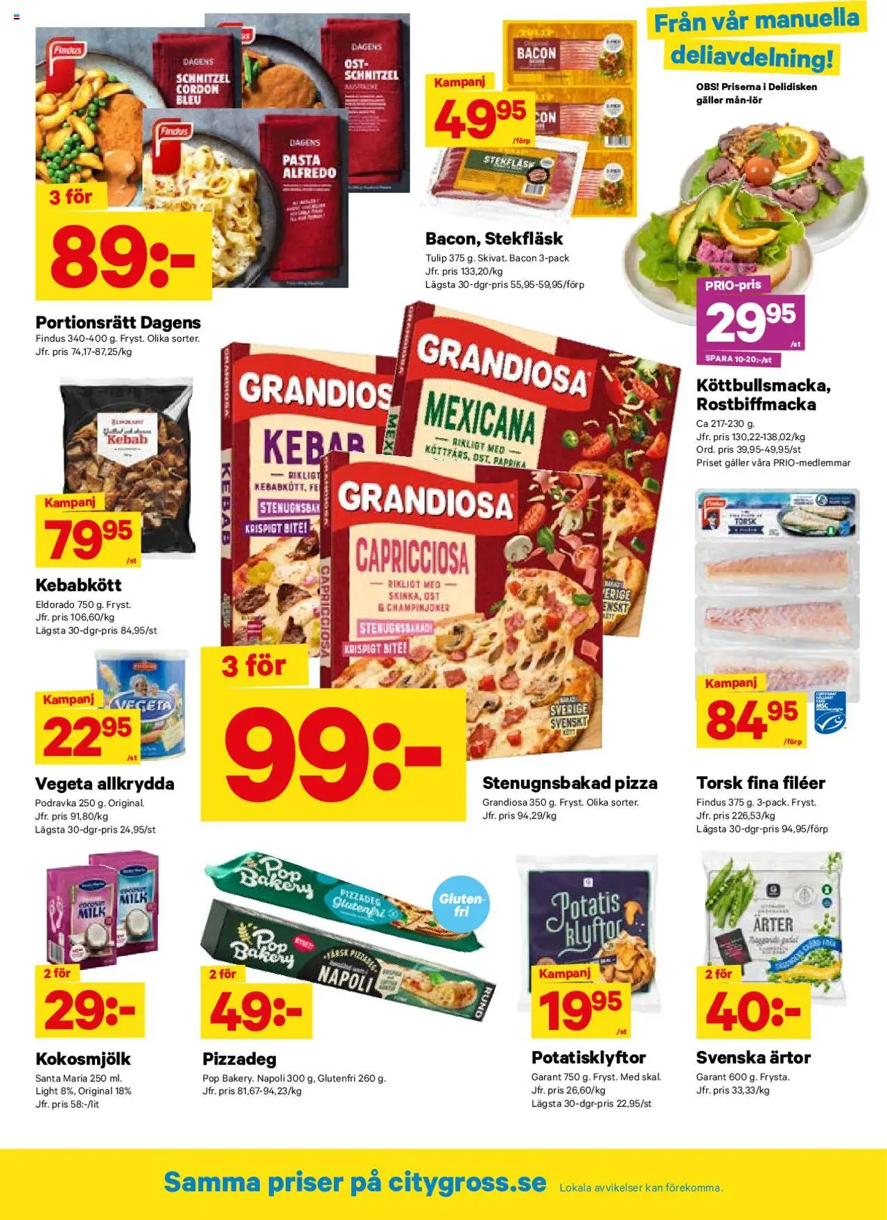 City Gross reklamblad aktuell från 22.09.2025 | Sida: 5 | Produkter: Galler, Pizza, Potatis, Ärtor