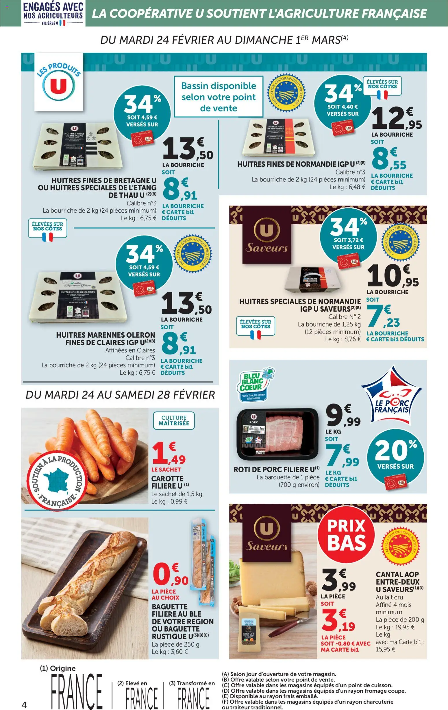 {H1} | Page: 4 | Produits: Fromage, Porc, Huîtres, Carotte