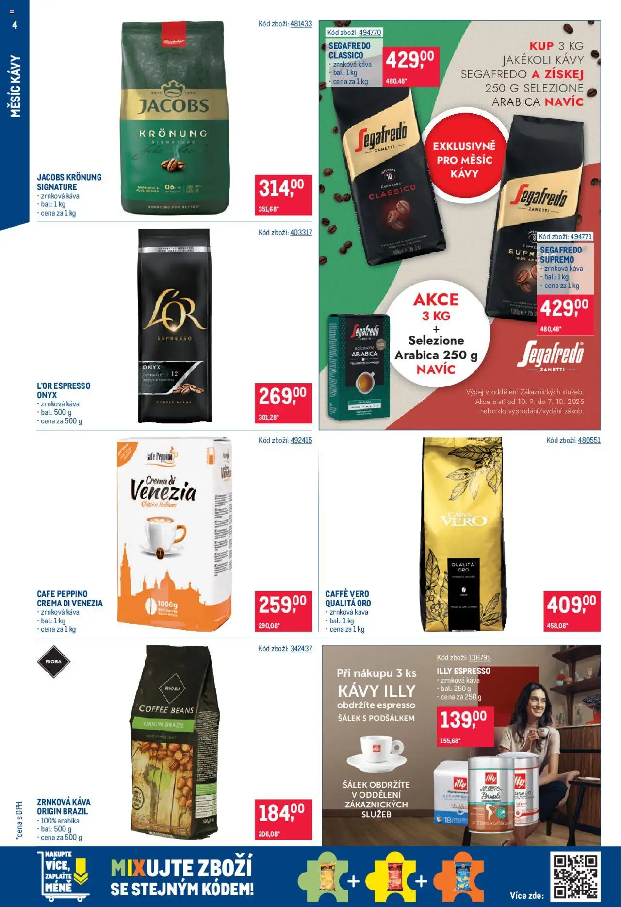 Makro leták - Měsíc kávy od 10.09.2025 | Strana: 4 | Produkty: L'Or, Šálek, Jacobs, Crema