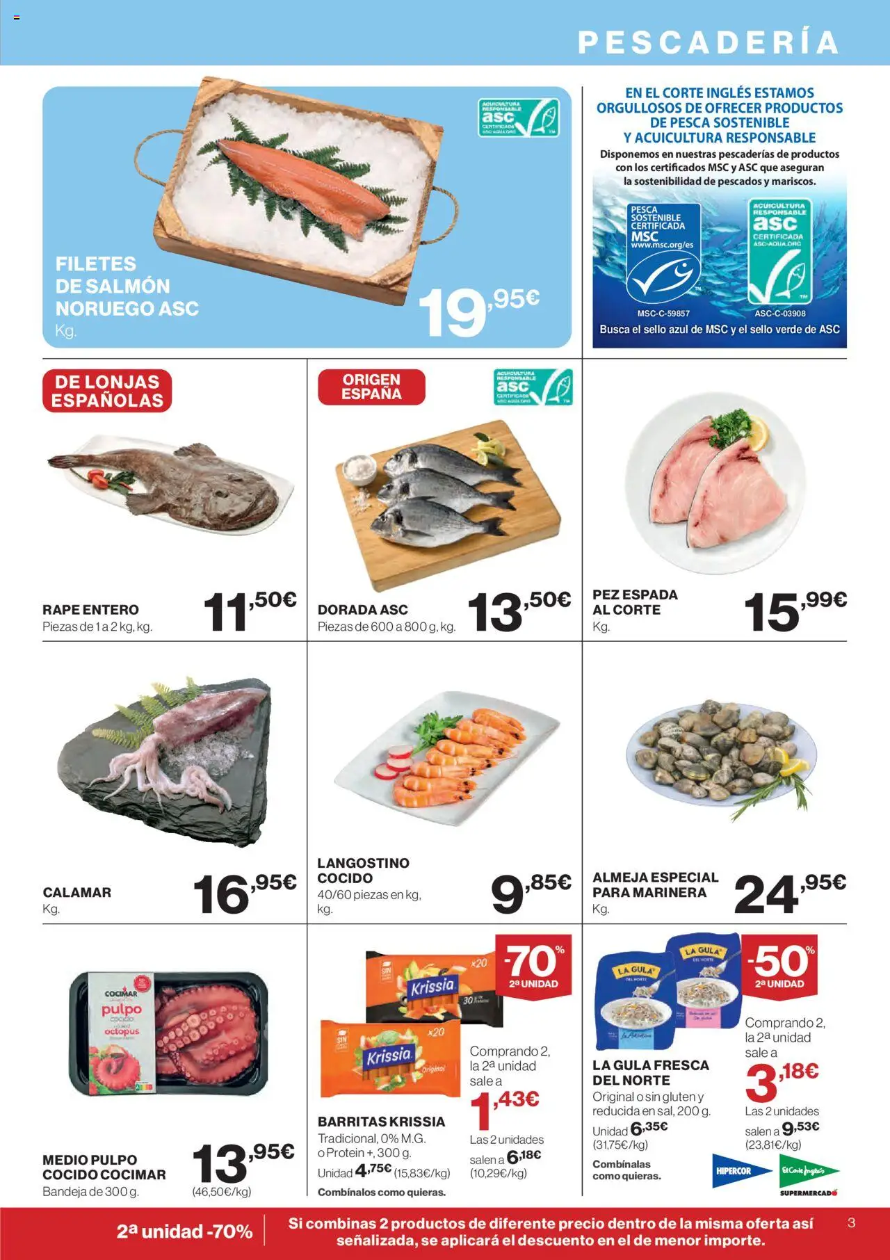 El Corte Inglés ofertas │ válido desde el 11.09.2025 | Página: 3 | Productos: Bandeja, Langostino
