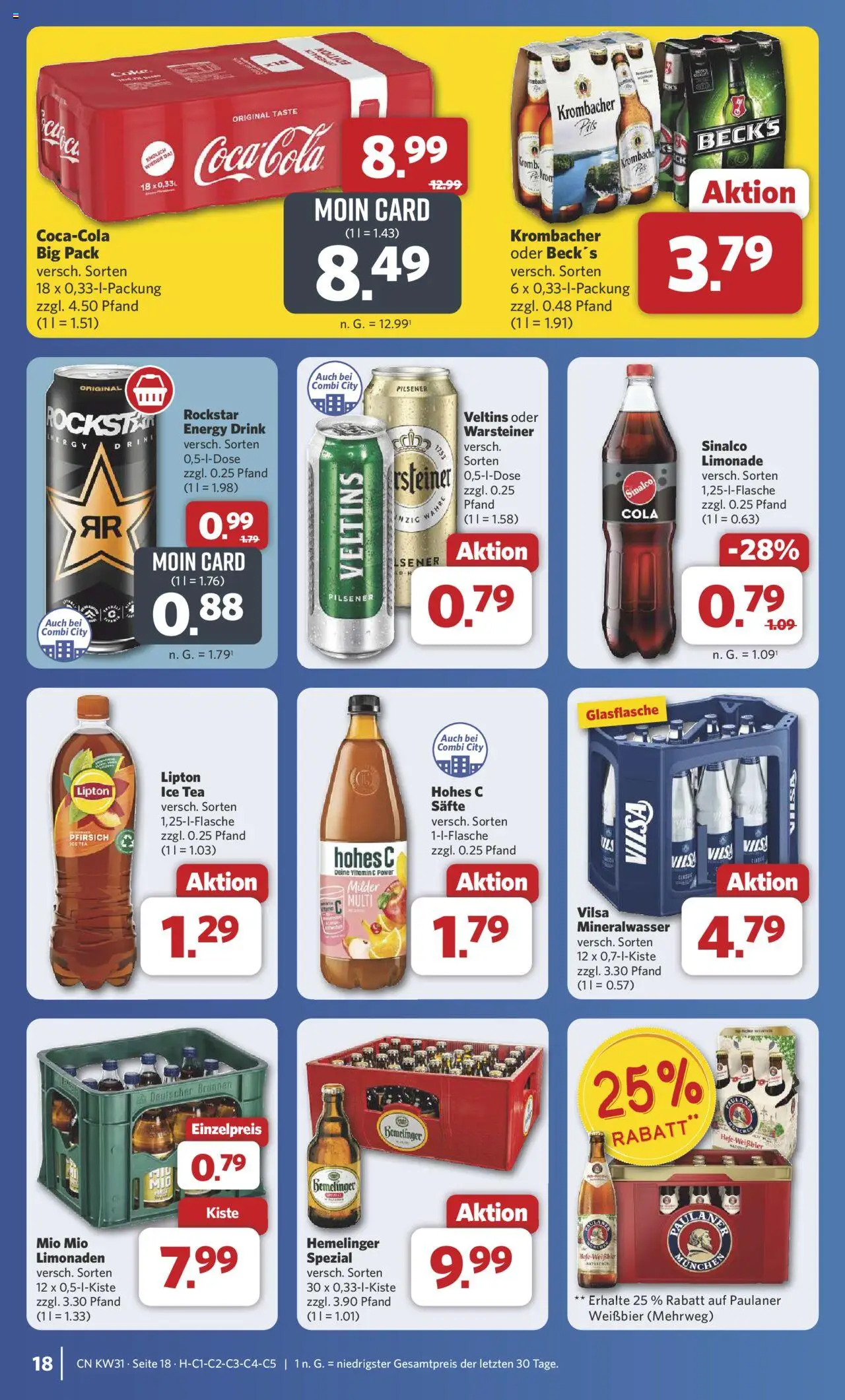 Combi Prospekt 	 - gültig ab dem 28.07.2025 | Seite: 23 | Produkte: Cola, Energy, Weißbier, Rockstar