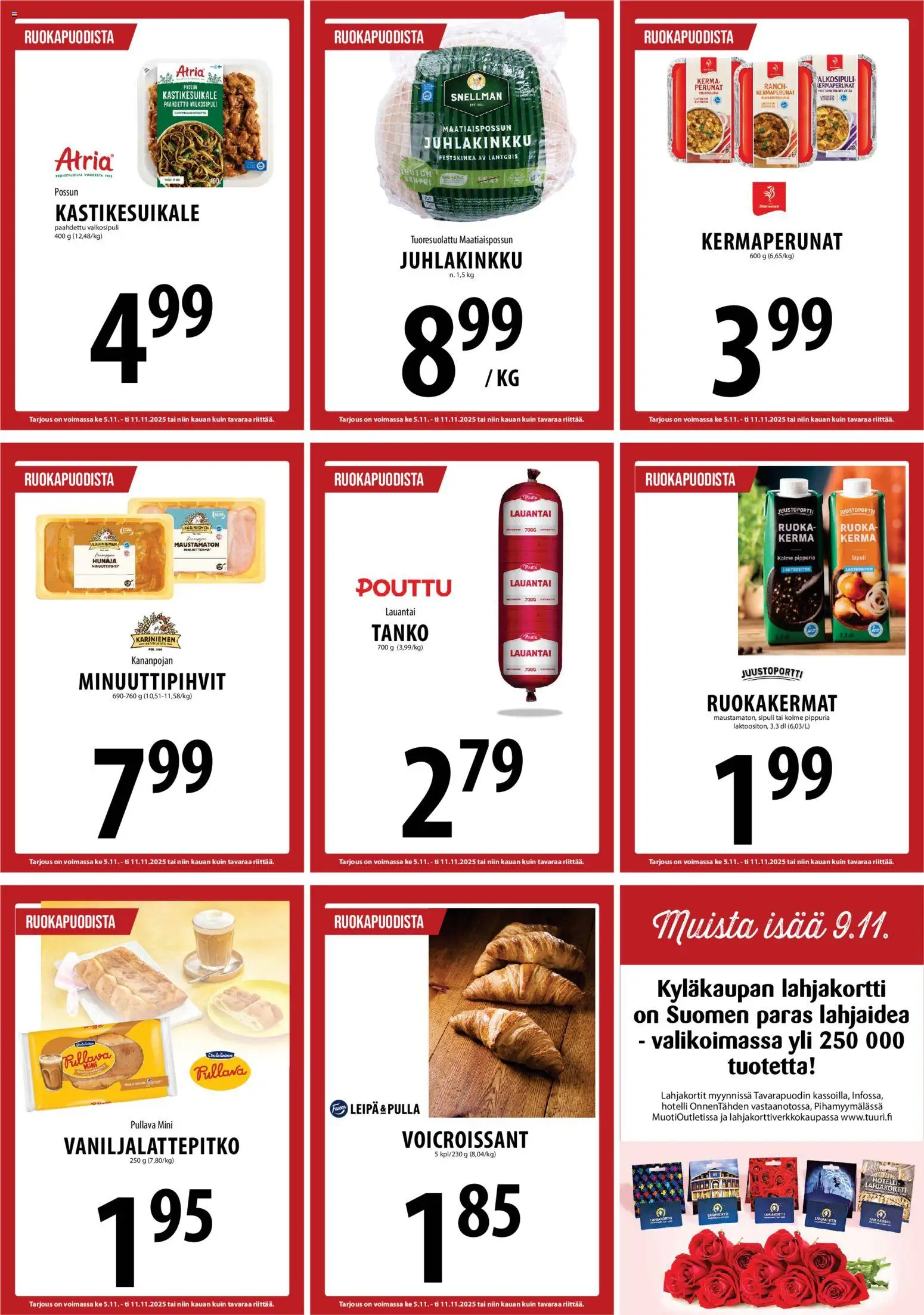 Tuuri tarjoukset – voimassa 05.11.2025 alkaen | Sivu: 26 | Tuotteet: Leipä, Kerma, Pulla, Hunaja
