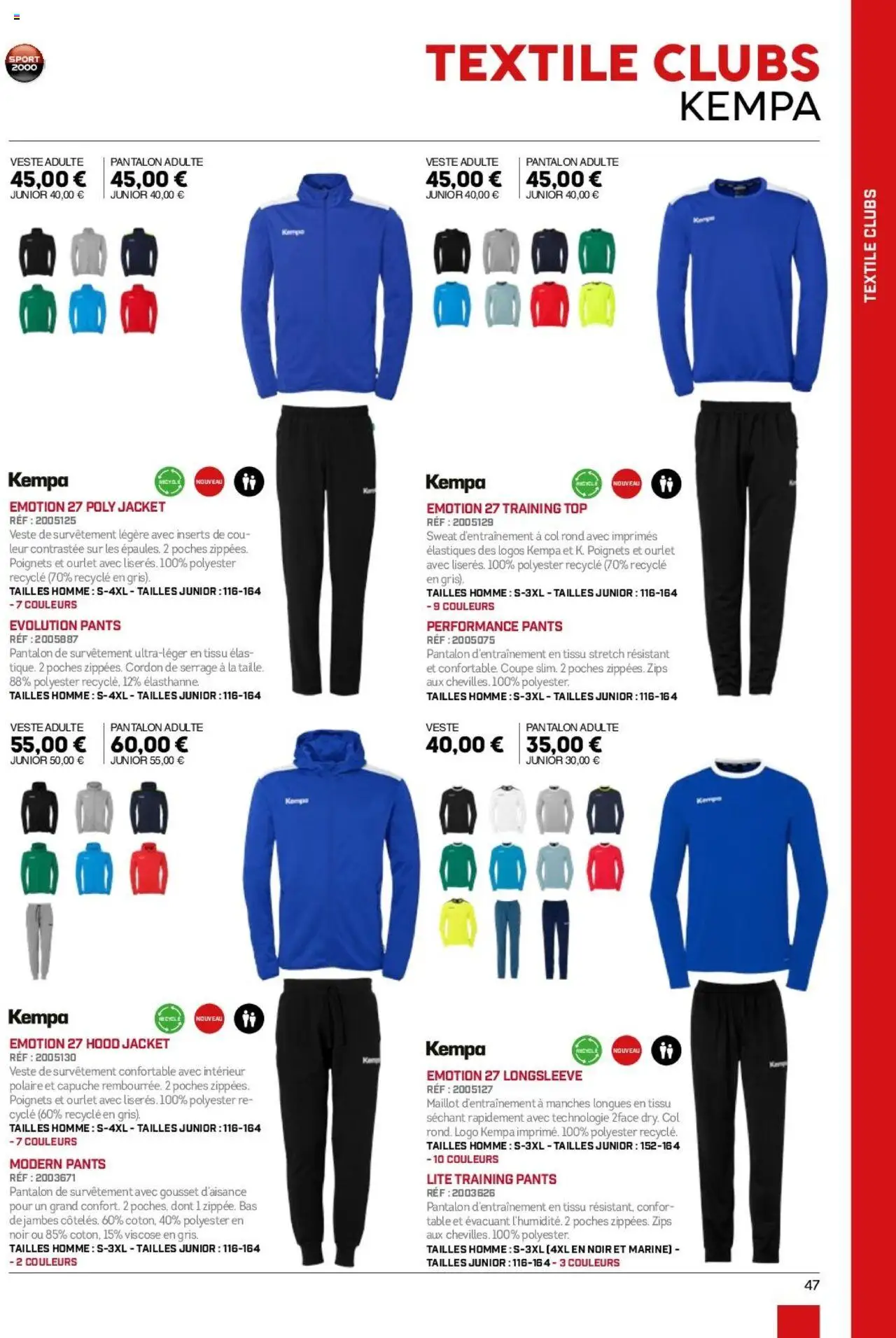  | Page: 47 | Produits: Table, Élastiques, Veste, Pantalon