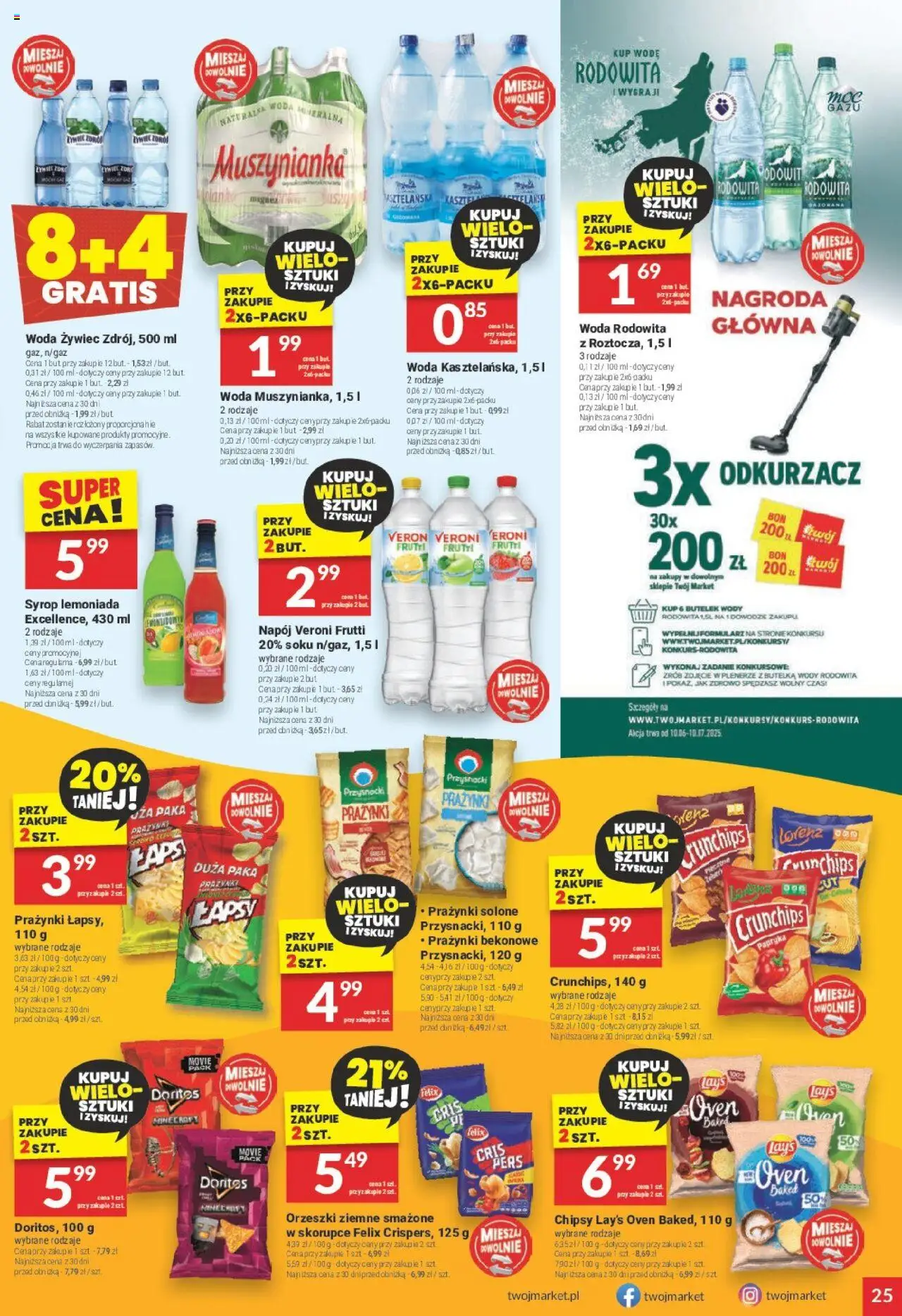 Twój Market Gazetka od 11.06.2025 | Strona: 25 | Produkty: Syrop, Chipsy, Odkurzacz, Woda