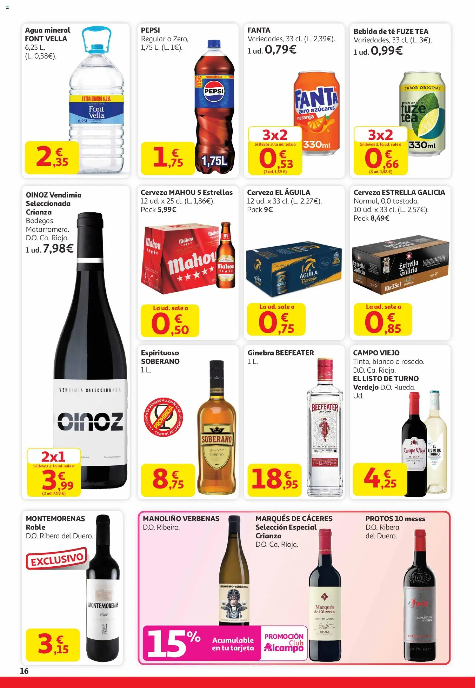 Alcampo - Canarias │ válido desde el 29.12.2025 | Página: 16 | Productos: Cerveza, Ginebra, Té, Agua mineral