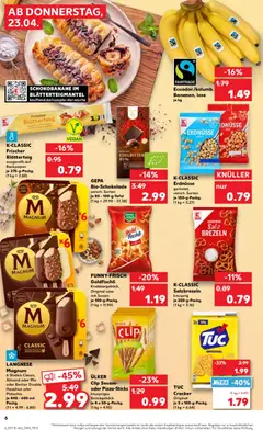K-CLASSIC Erdnüsse, geröstet, versch. Sorten je 150-g-Packg. ab 23.04.2026 gültig | Seite: 6 | Produkte: Langnese, Erdnüsse, Salz