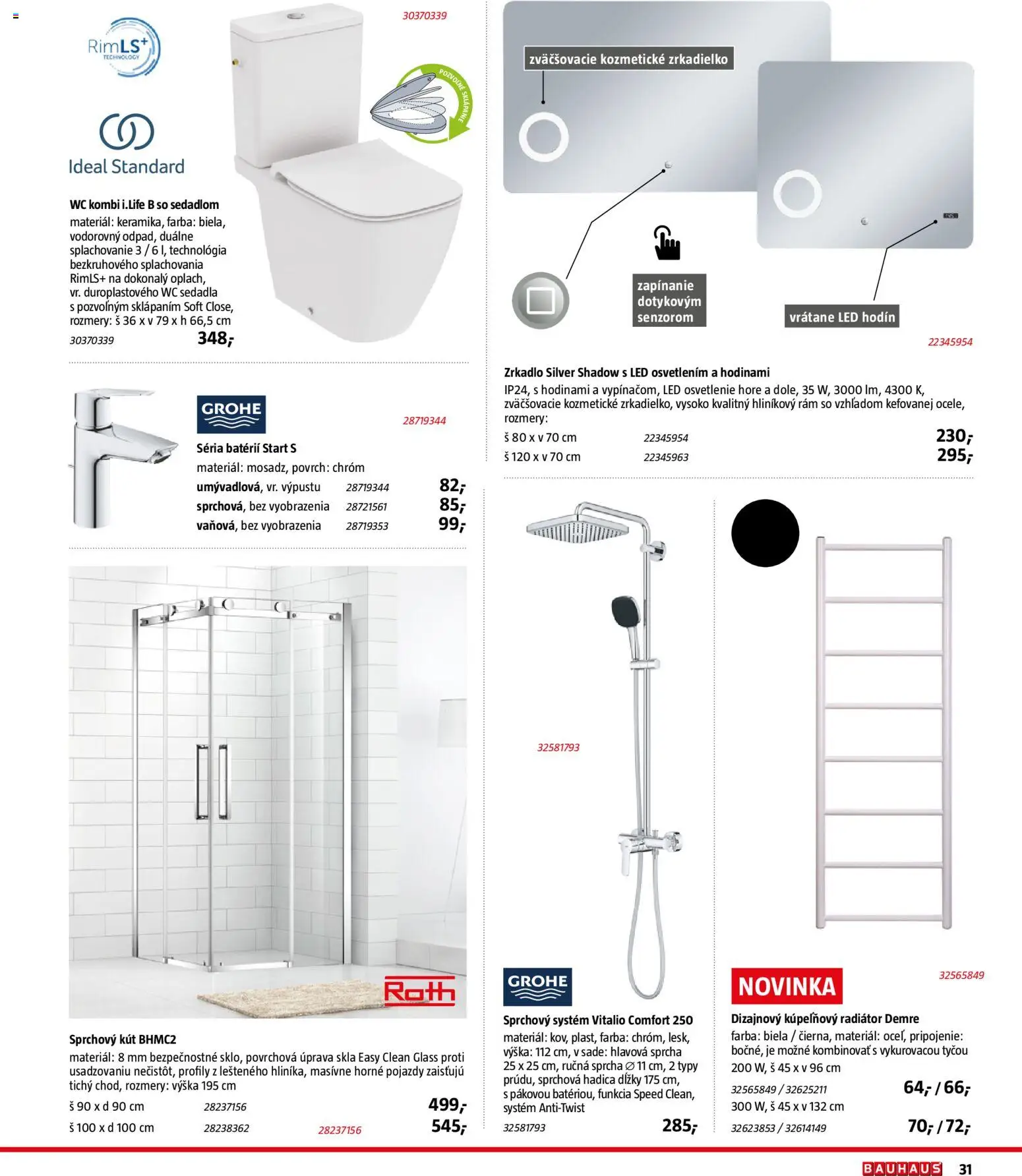 Nové Bauhaus akcie – leták je platný od 15.12.2025 | Strana: 31 | Produkty: Led osvetlenie, Osvetlenie, Zrkadlo, Sprchový kút