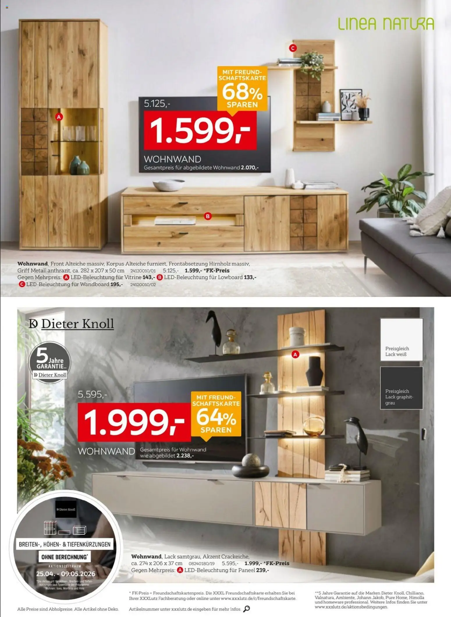 XXXLutz Nr. 1 beim Preis – gültig ab 25.04.2026 | Seite: 8 | Produkte: Wohnwand, Lowboard, Wandboard, Vitrine