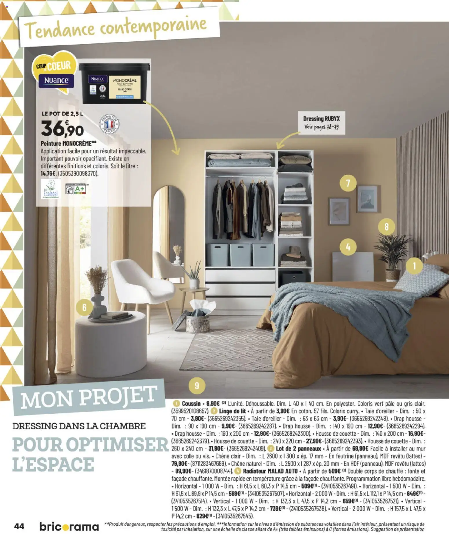 {H1} | Page: 44 | Produits: Housse de couette, Radiateur, Colle, Couette