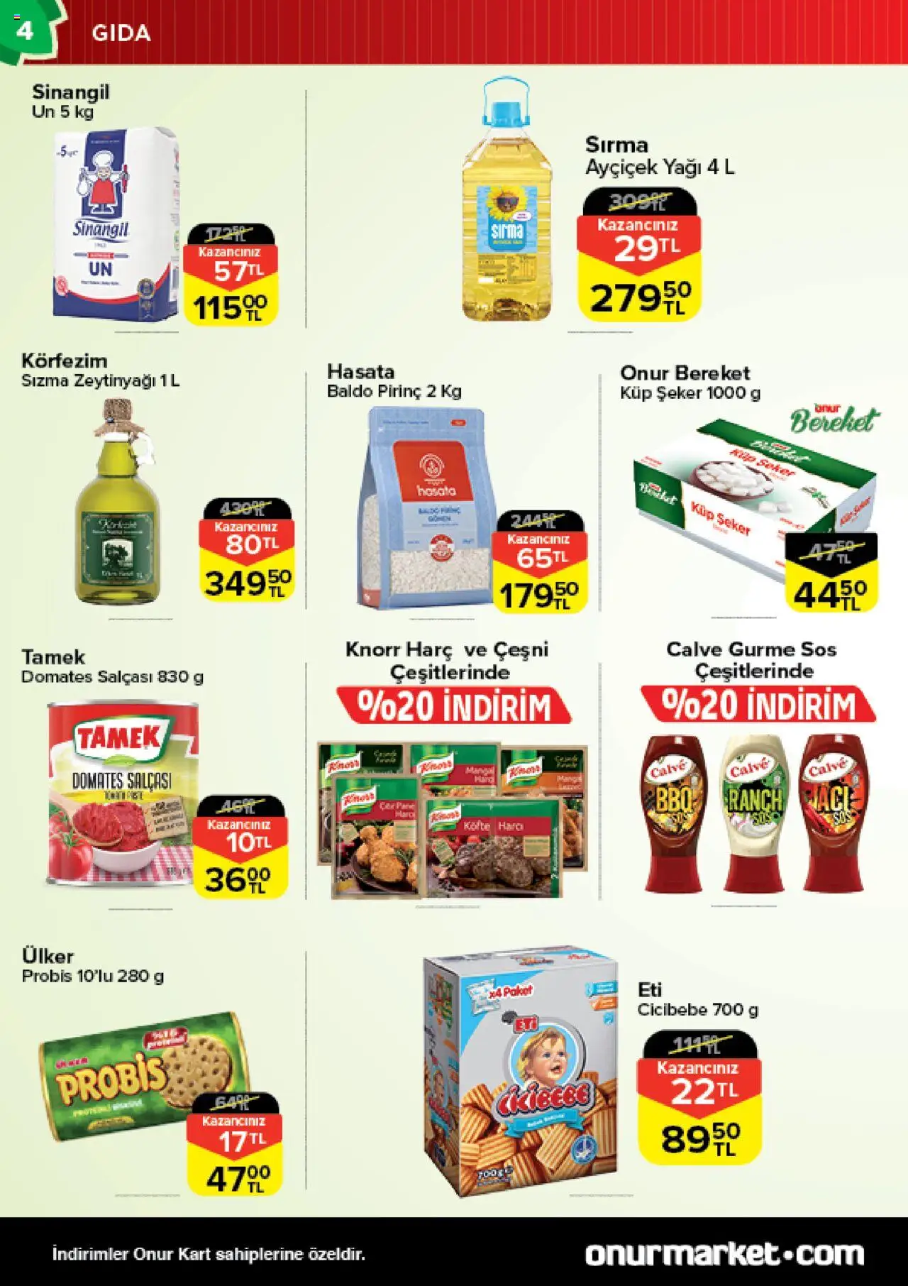 Onur Market Katalog - 15.05.2025 tarihinden itibaren geçerlidir | Sayfa: 4 | Ürünler: Domates, Şeker, Sos, Küp şeker