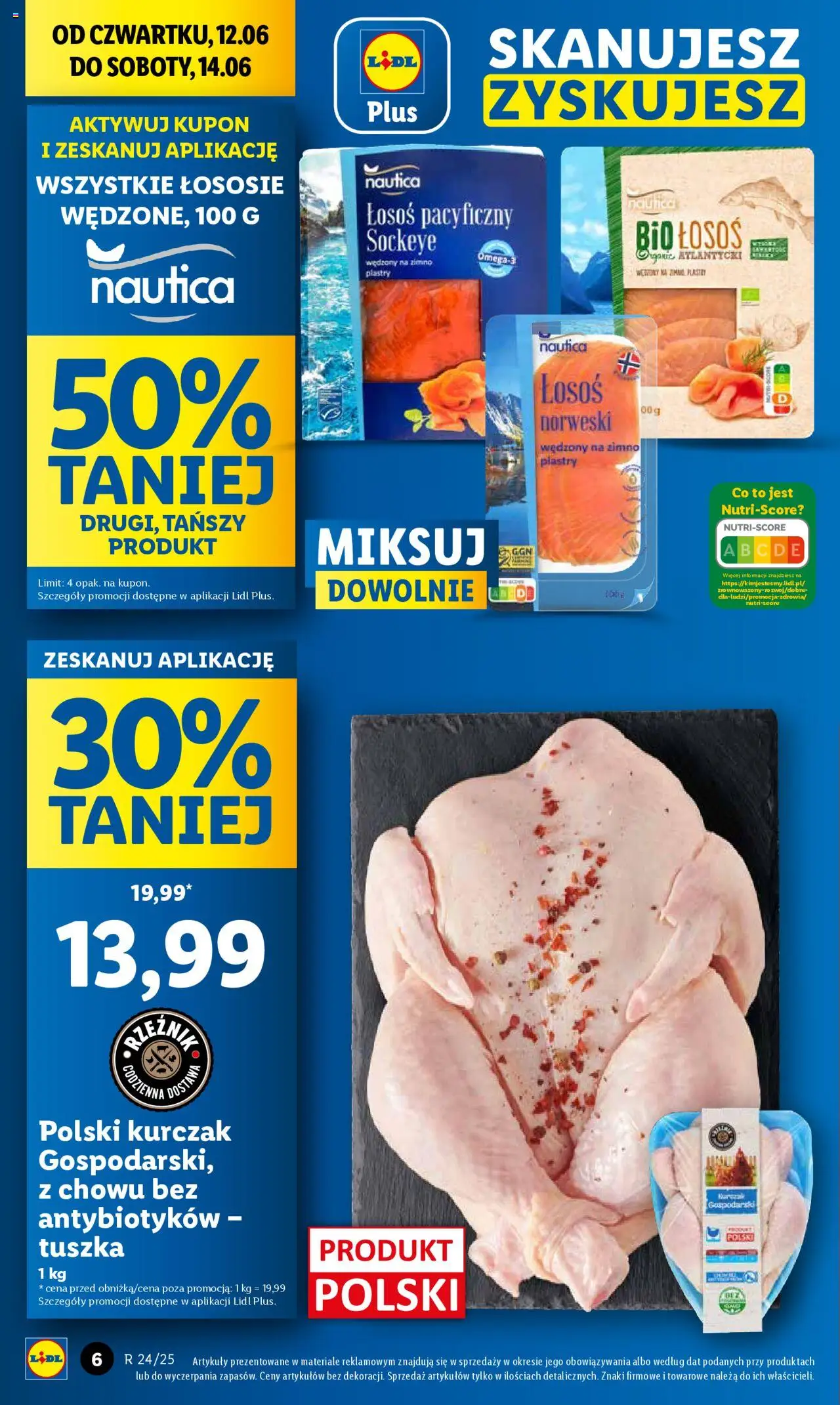 Lidl Gazetka od 12.06.2025 | Strona: 6 | Produkty: Kurczak, Łosoś, Łosoś norweski
